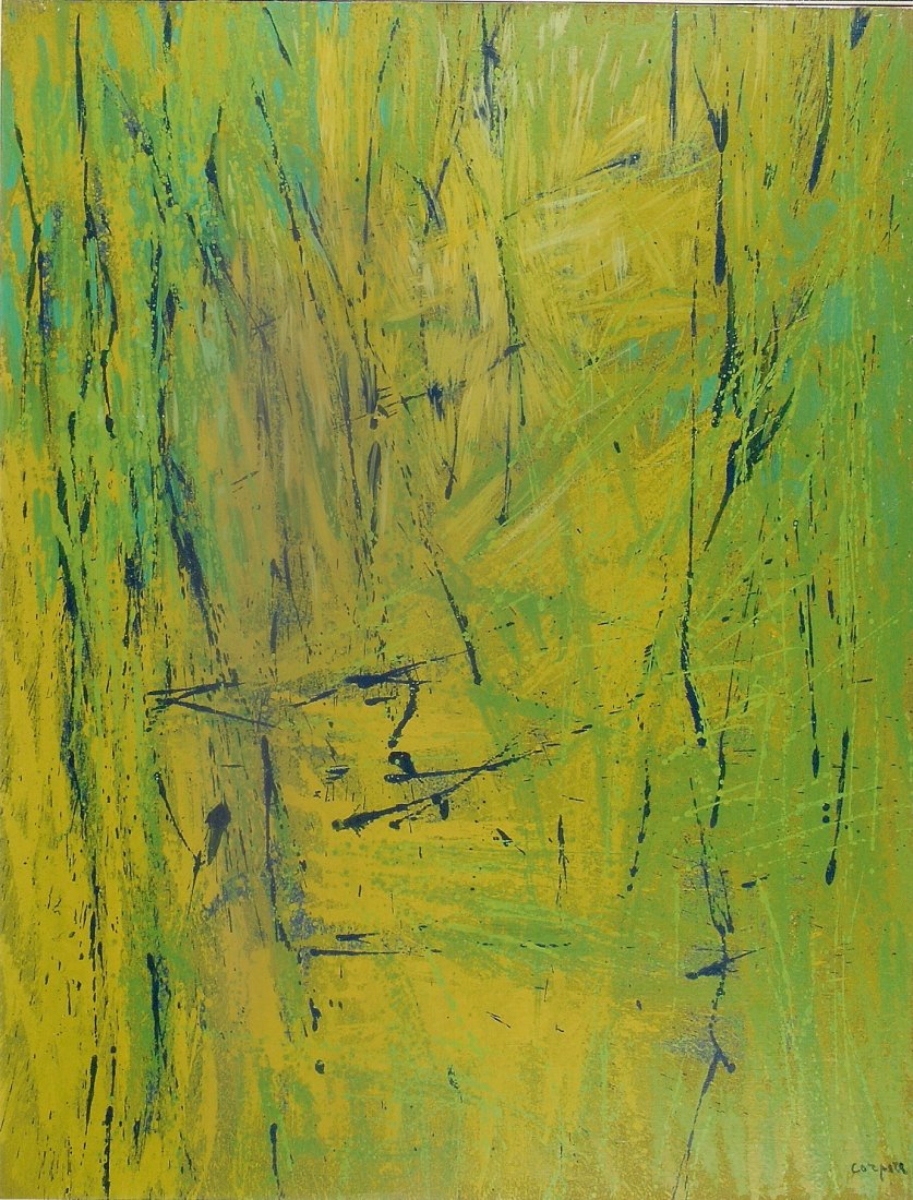 Antonio Corpora “Il campo di grano” (Cornfield): Oil on canvas, 1977. Size 100x81 cm. Signed lower right, Signed, dated, titled and described on the reverse. Provenance:Private collection, Milan. Certificate:The work is accompanied by a certificate