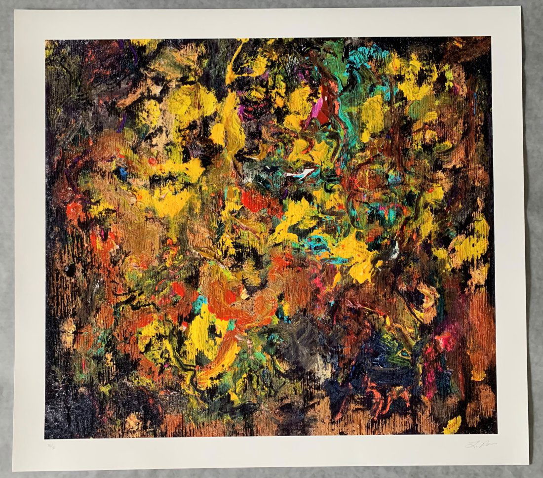 Larry Poons - "Cherry Bobalink", 2021: Epson Inkjet print with HDX Ultrachrome inks. Size 68.6 x 76.2 cm (27 x 30 in). Signed and numbered in pencil on the recto. Edition 28 of 30. The artwork is located in Zug (Switzerland)