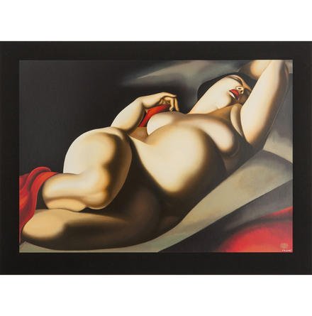 Tamara de Lempicka - "Bella Rafaela", Printed between 1991 and 1993: Technique: Hand pulled and printed serigraph with water base ink on 100% acid free archival Museum Board. Limited edition serigraph (silk screen print). Ed. 153/195. Size: 25 x 36 in This work is hail