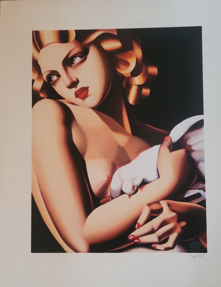 Tamara de Lempicka "Woman with a dove": Tamara de Lempicka"Woman with a dove". Year: Printed between 1991 and 1993. Technique: Hand pulled and printed serigraph with water base ink on 100% acid free archival Museum Board. Limited edition se