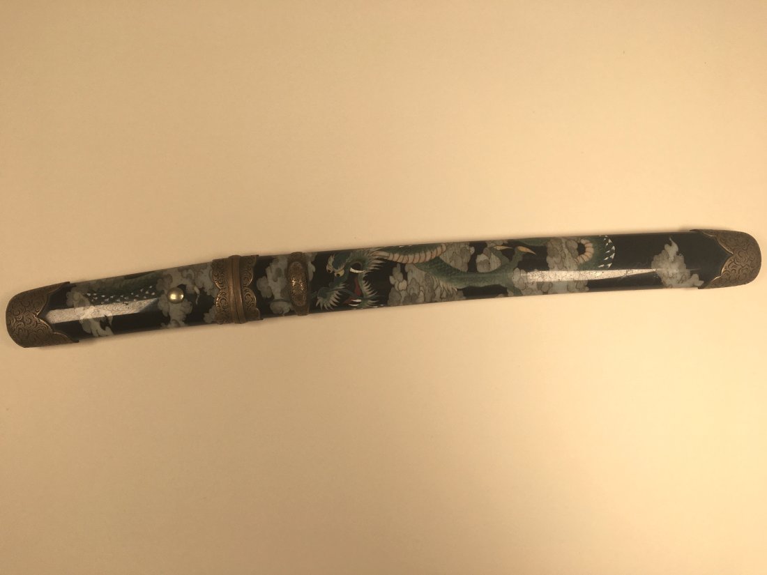 Tanto with Cloissonne Enamel Saya: Title: Tanto with CloisonnÃ© Enamel Saya Date: 19th century Nagasa: 22 cm Ref: JGA36