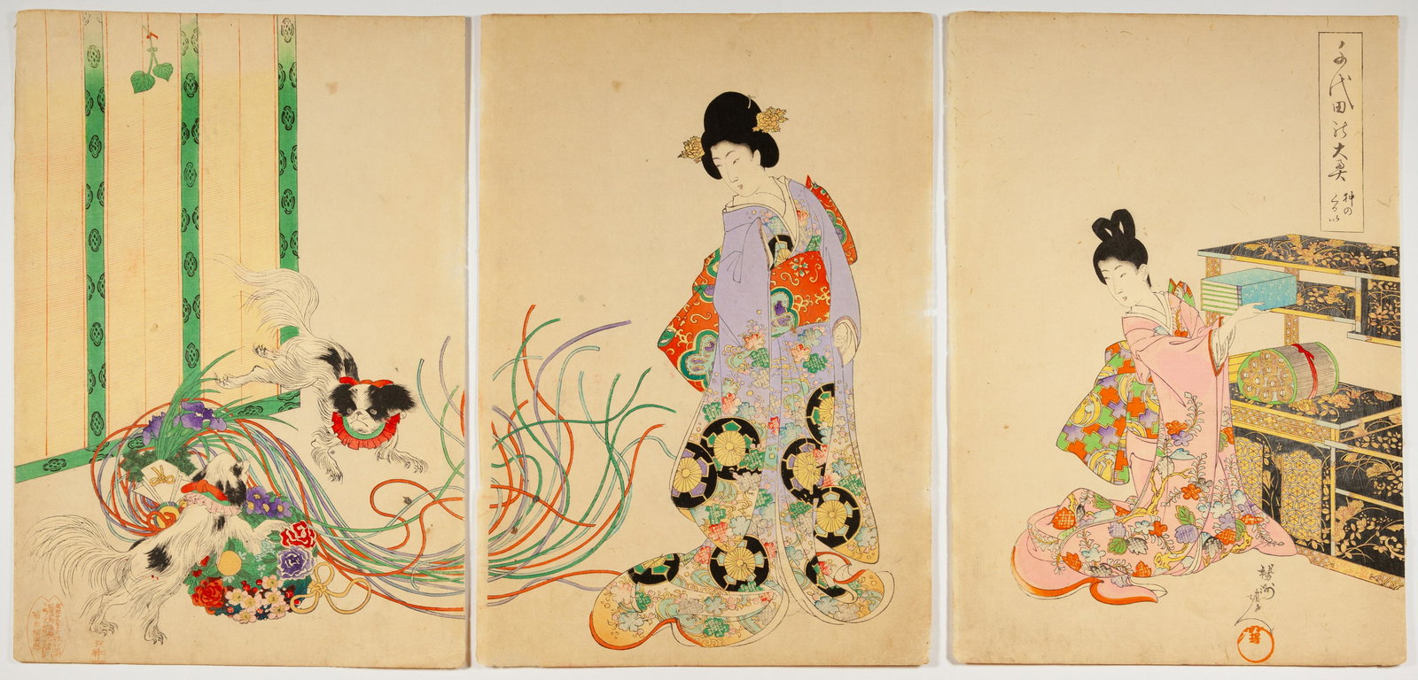 Chikanobu, Chiyoda Palace, Original Japanese Antique Woodblock Print (1 of 2)