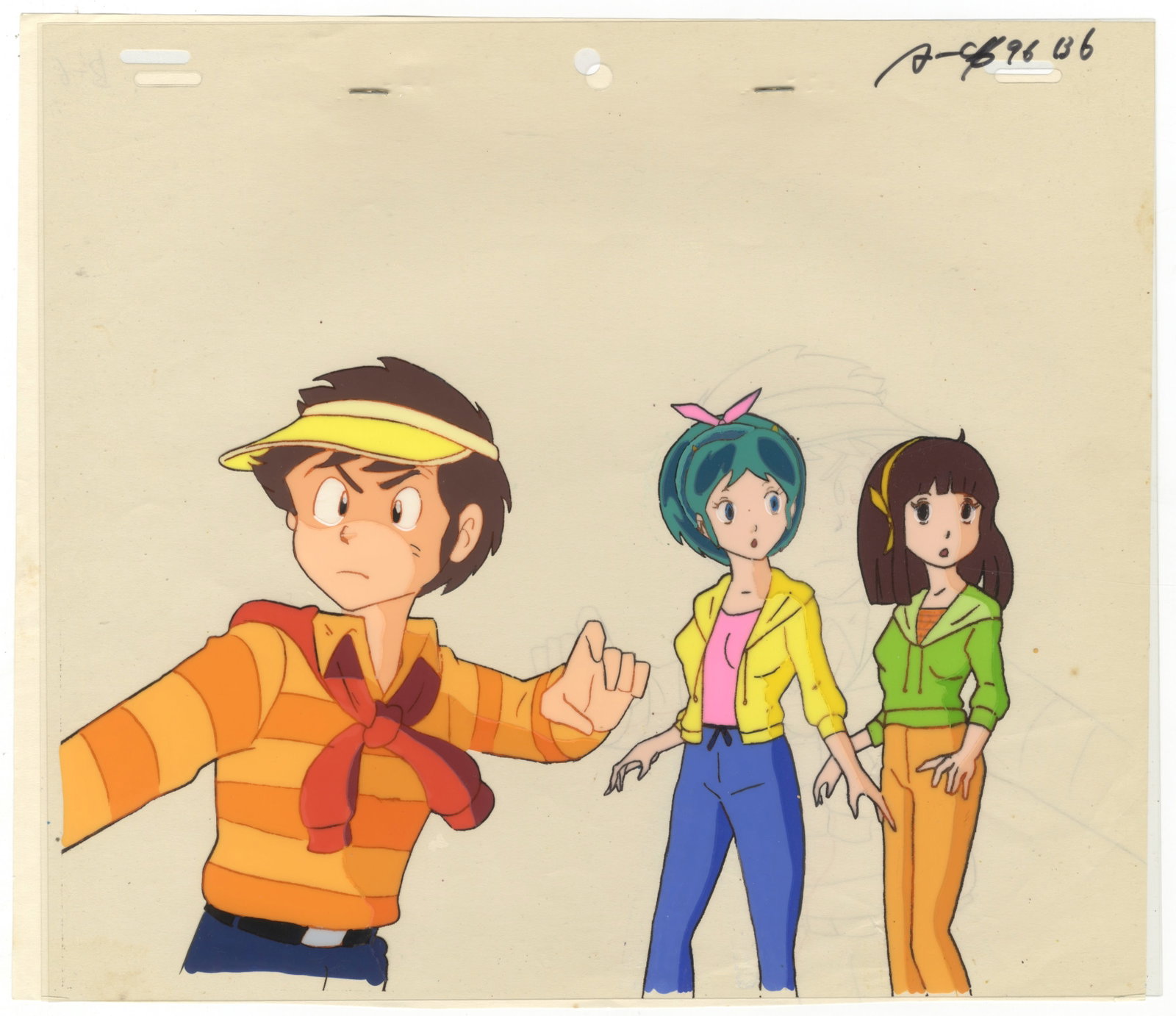 Urusei Yatsura, Original Japanese Anime Production Cel: Characters: Ataru, Lum and Shinobu Series: Urusei Yatsura Studio: Kitty Films / Pierrot / Studio Deen Date: 1981-1991 Ref: DGM845