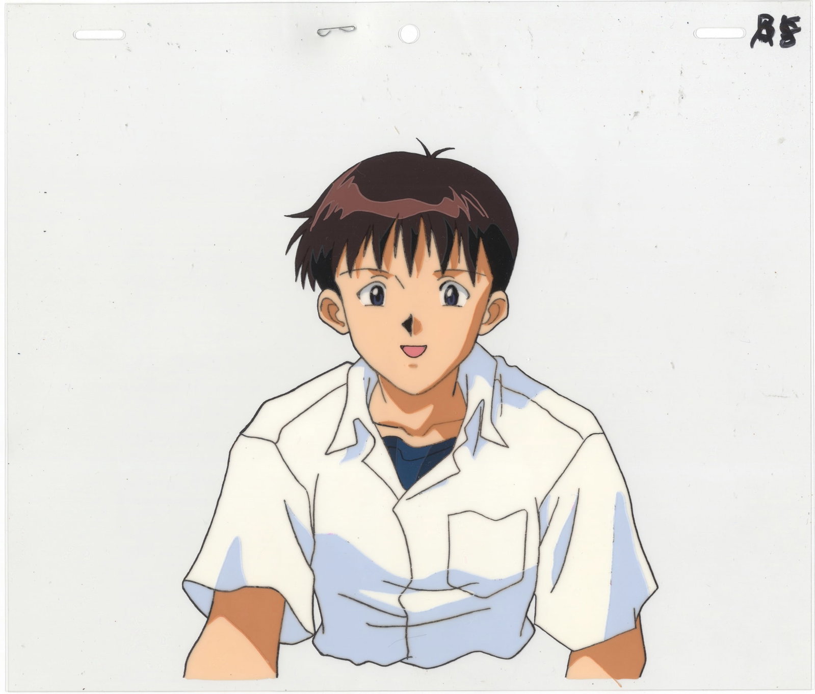 Evangelion Shinji Ikari, Anime Production Cel: Characters: Shinji Ikari Series: Neon Genesis Evangelion Studio: Tatsunoko / Gainax / I.G. / Khara Date: 1995-1997 Condition: Good for age. Ref: DGM217