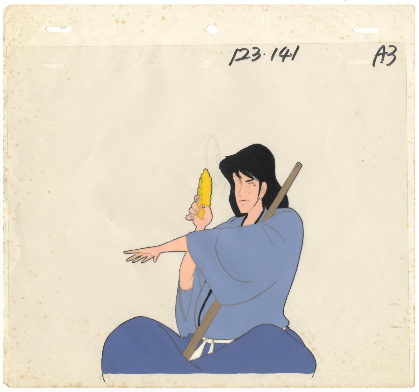Lupin III, Samurai, Japanese Anime Production Cel: Series: Lupin III Studio: Tokyo Movie Shinsha Date: 1979-Present Condition: Stuck to sketch. Ref: DGM523