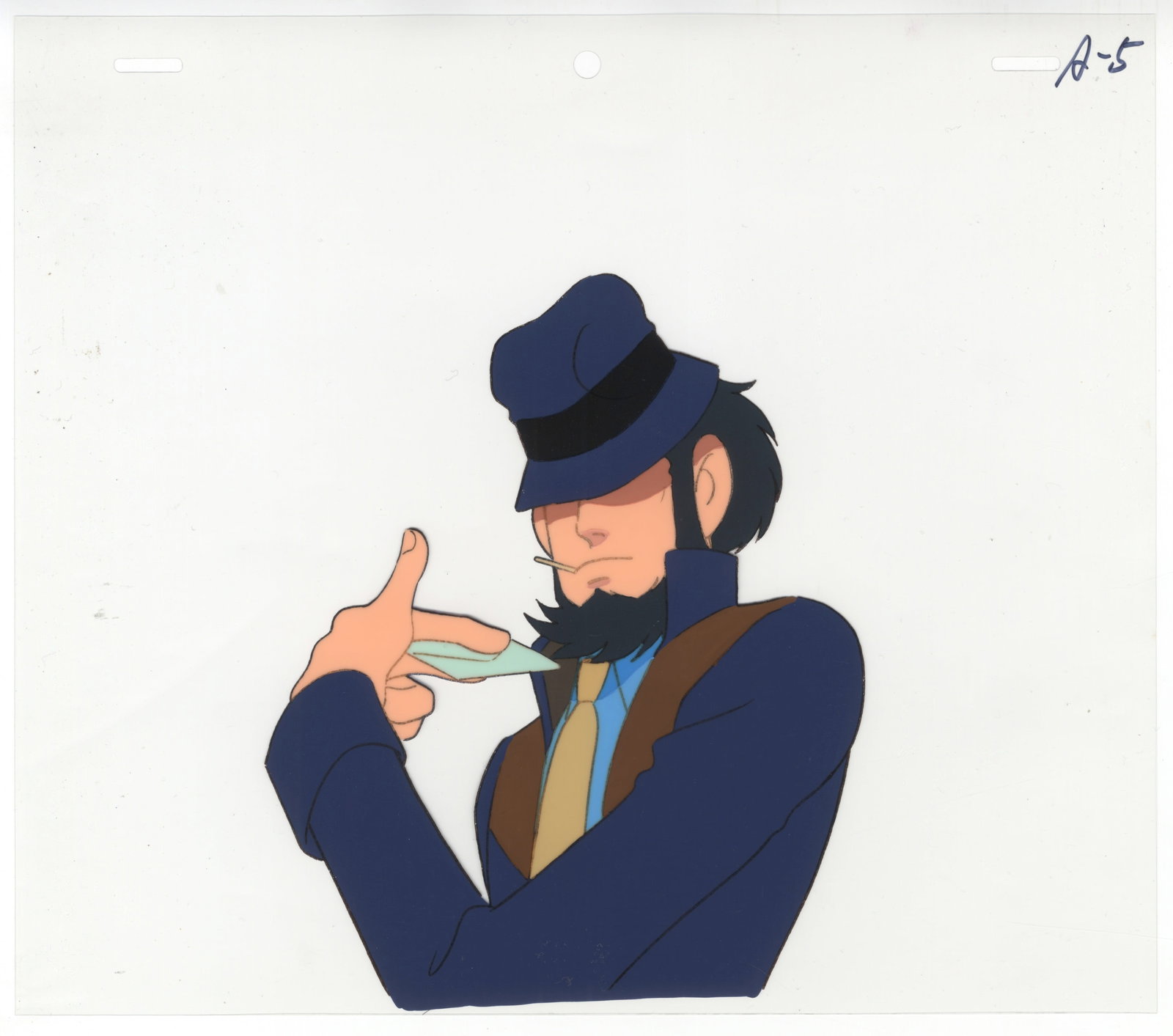 Lupin VIII, Daisuke Jigen, Anime Production Cel: Character: Daisuke Jigen Series: Lupin VIII Studio: Tokyo Movie Shinsha Date: 1982 Condition: Sketch Ref: DGM642