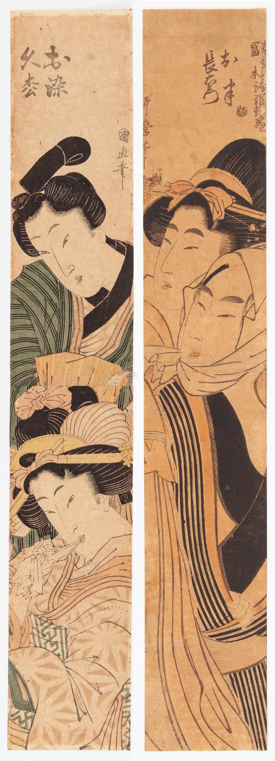 Set of 2 Hashira-e, Lovers, Antique Japanese Prints (1 of 5)
