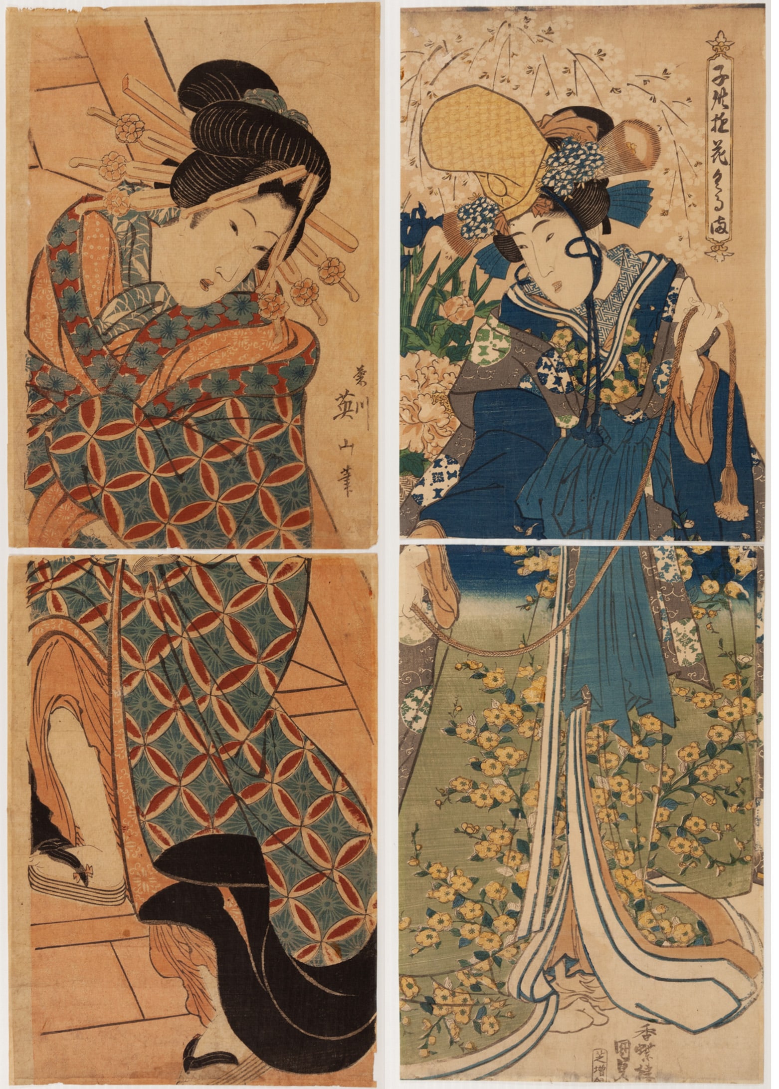 Set of 2 Bijin-ga, Kakemono-e, Woodblock Prints (1 of 5)