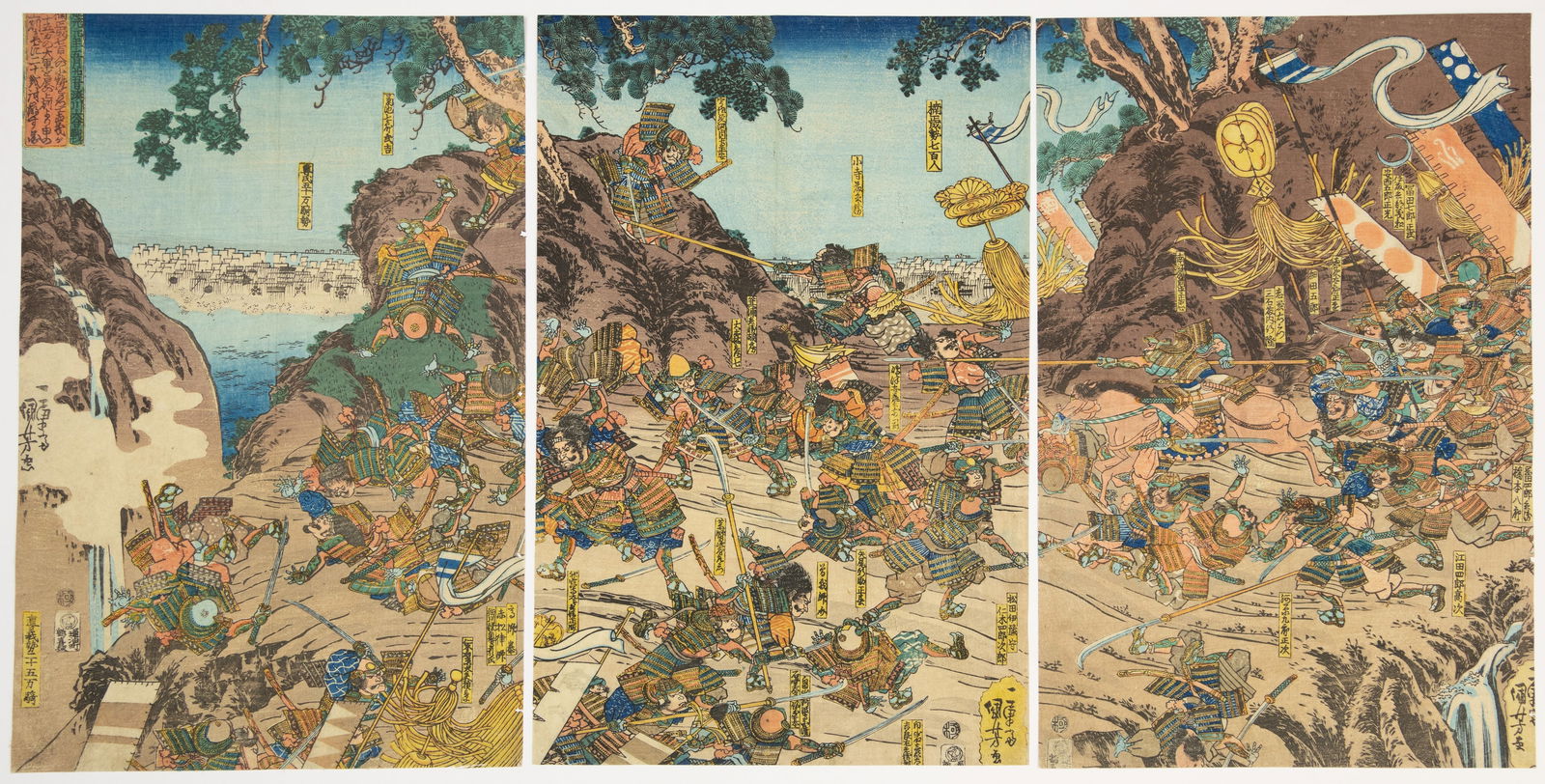 Kuniyoshi, Battle Scene, Japanese Woodblock Print (1 of 2)