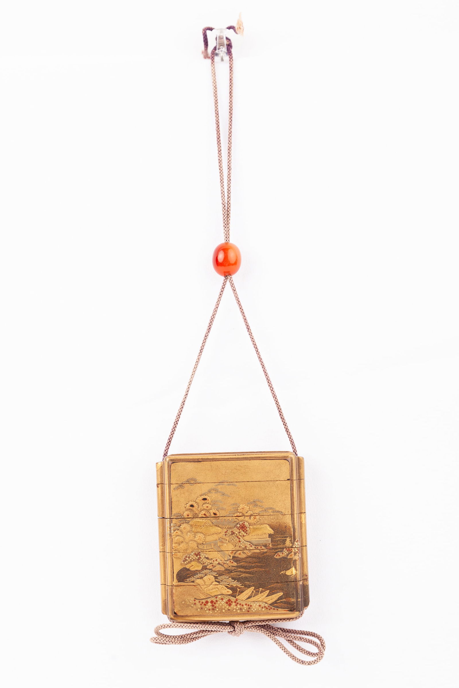 Four-case Inro, Landscape Motif, Gold Lacquer (1 of 8)