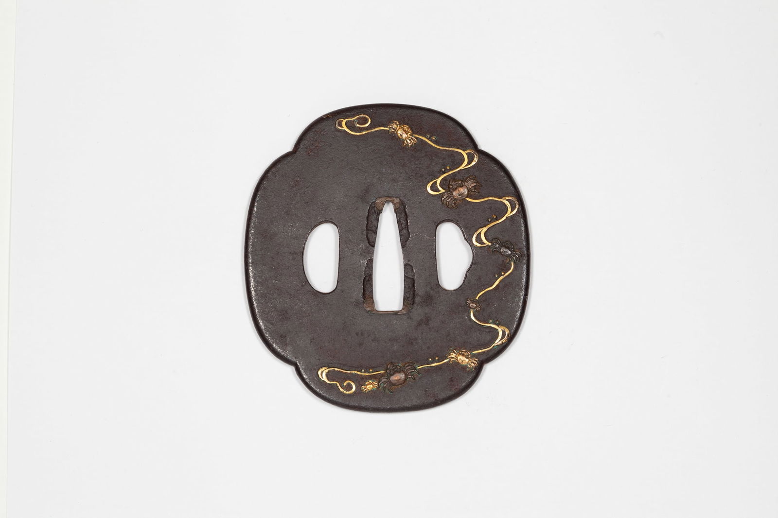 Iron Tsuba, Crab Design, Japanese Metalwork, 19th-Century (1 of 2)