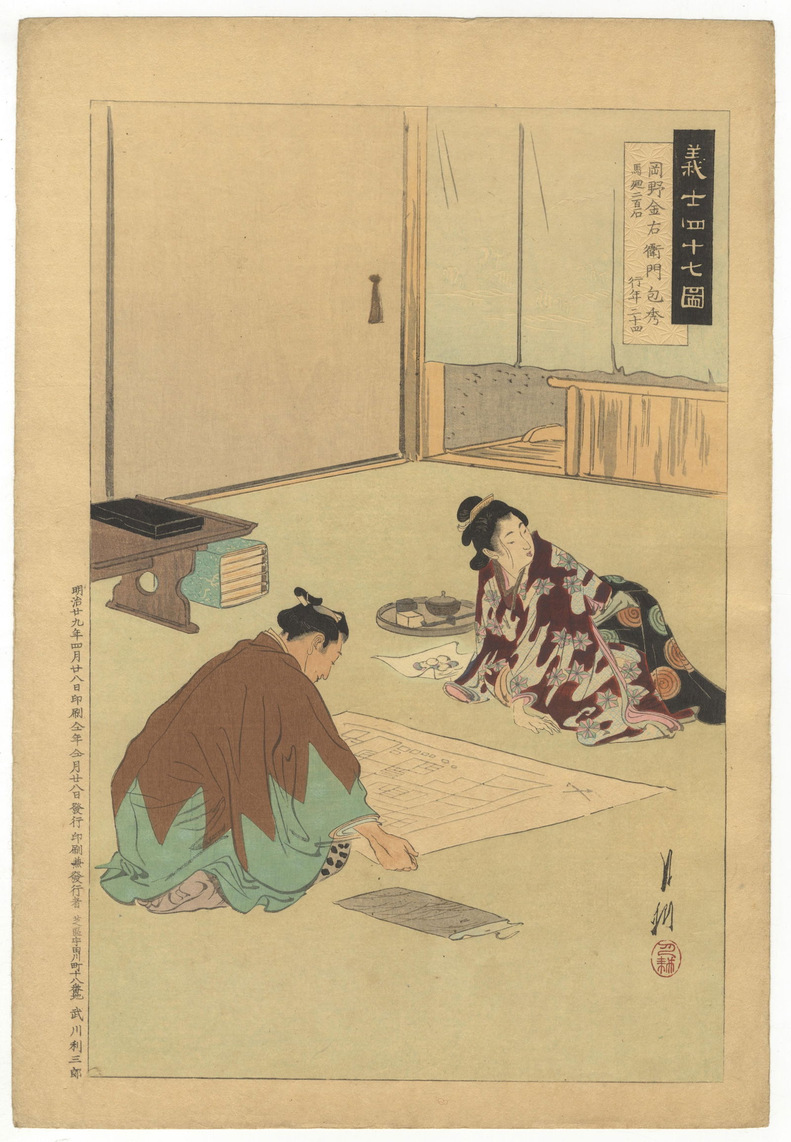 Gekko Ogata, Loyal Retainers, Meiji Period Print, Japanese Art (1 of 2)