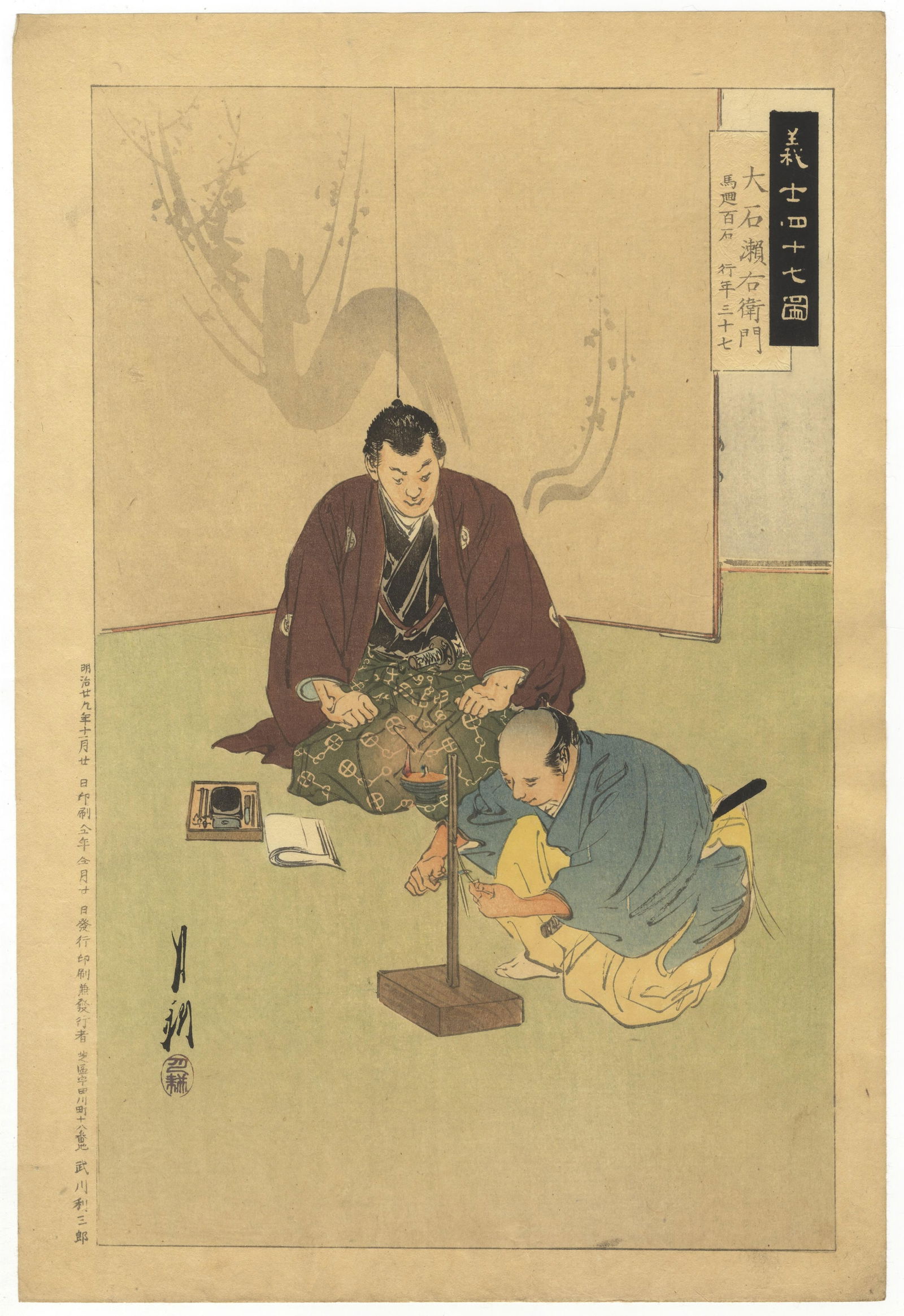 Gekko Ogata, Forty-seven Samurai, Meiji Era, Japanese Art (1 of 2)