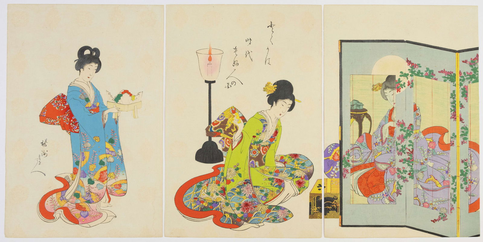 Chikanobu, Playing Backgammon, Ladies of the Tokugawa Era (1 of 2)