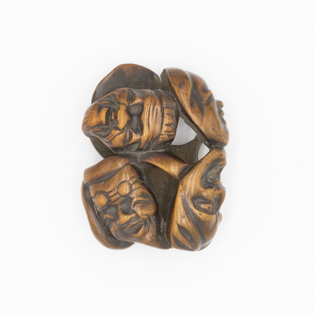 Wooden Netsuke, Noh Masks Design, 19th-Century (1 of 2)