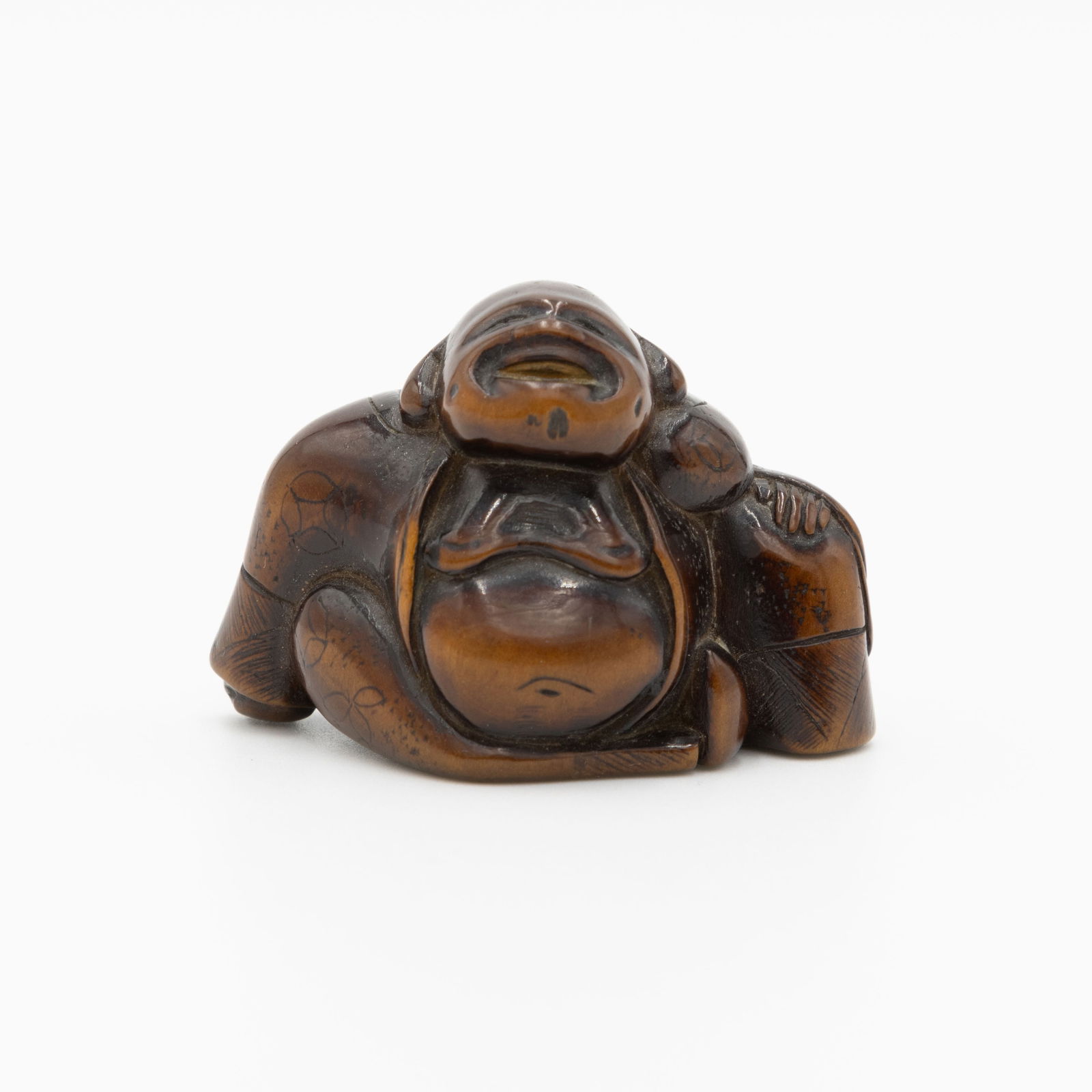 Wooden Netsuke, Hotei, Seven Lucky Gods, Shichifukujin, 19th-Century (1 of 5)