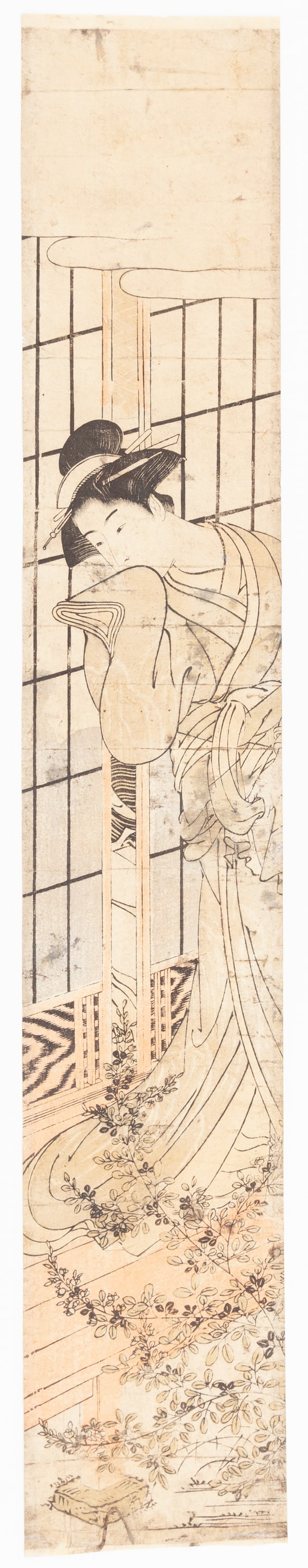 Peeping, Japanese Antique Woodblock Print, Hashira-e (1 of 2)