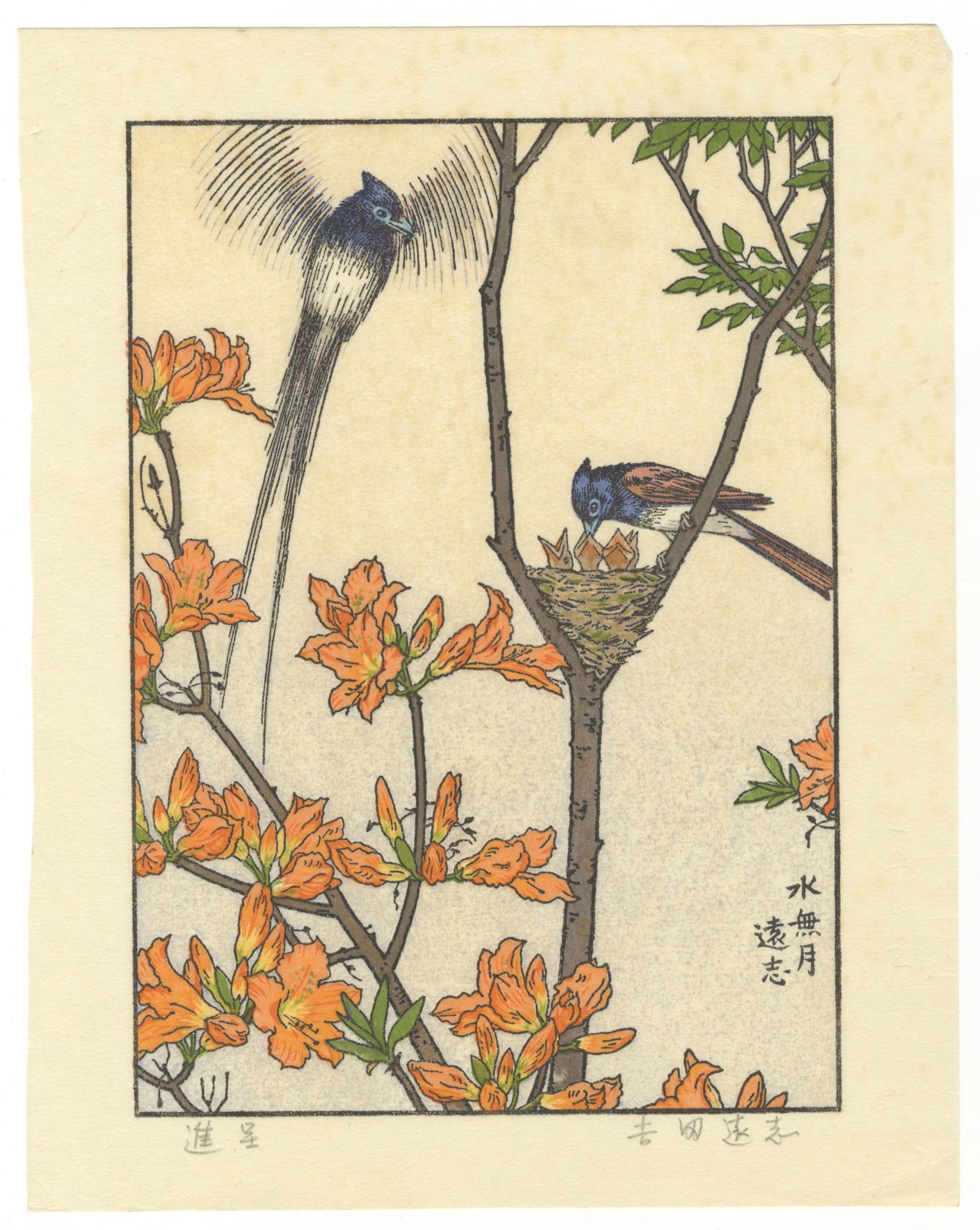 Toshi Yoshida, June, Kacho-ga, Pencil Signature (1 of 2)