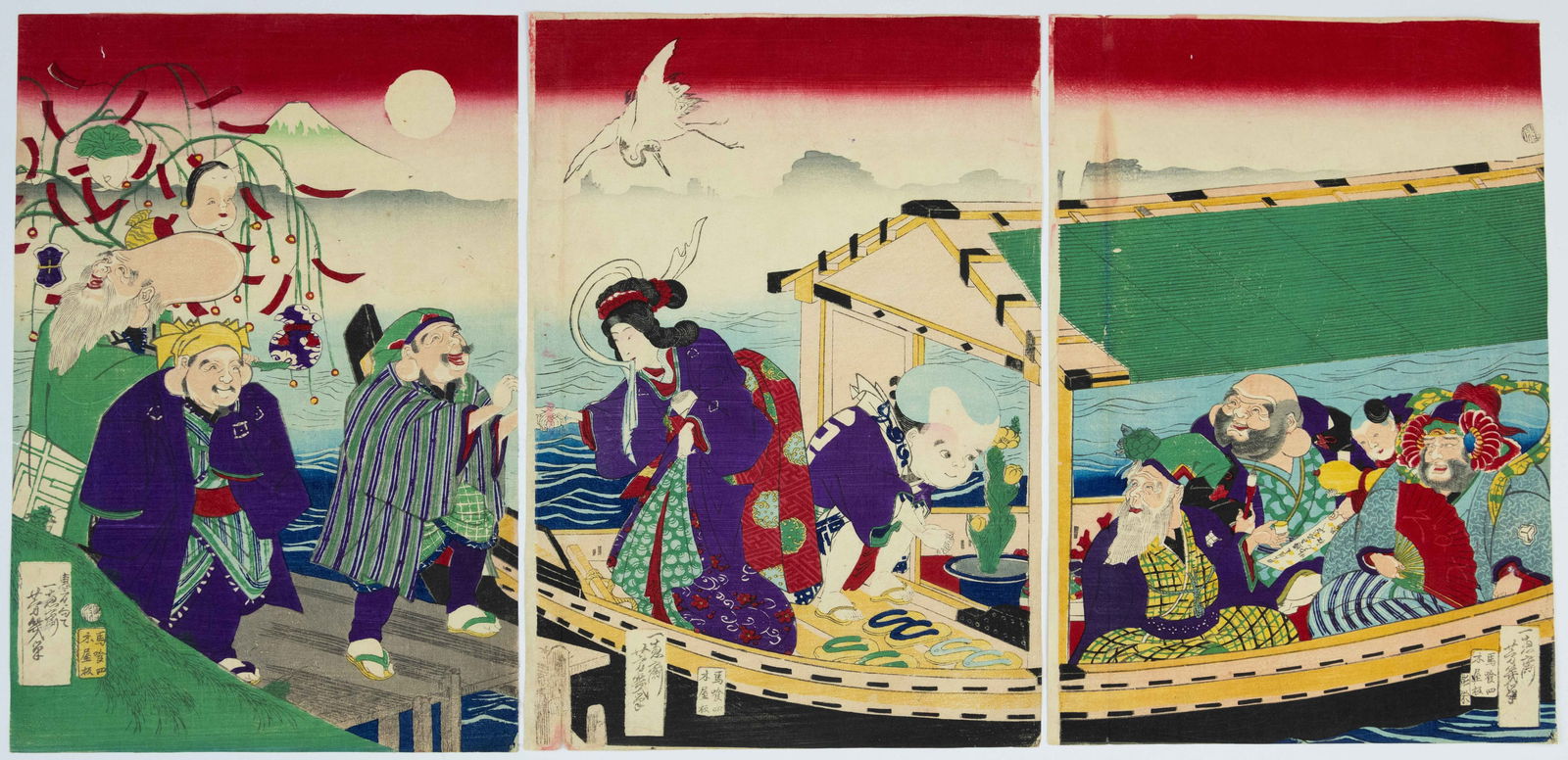 Yoshiiku, Seven Lucky Gods on a Boat Trip, Shichifukujin (1 of 2)
