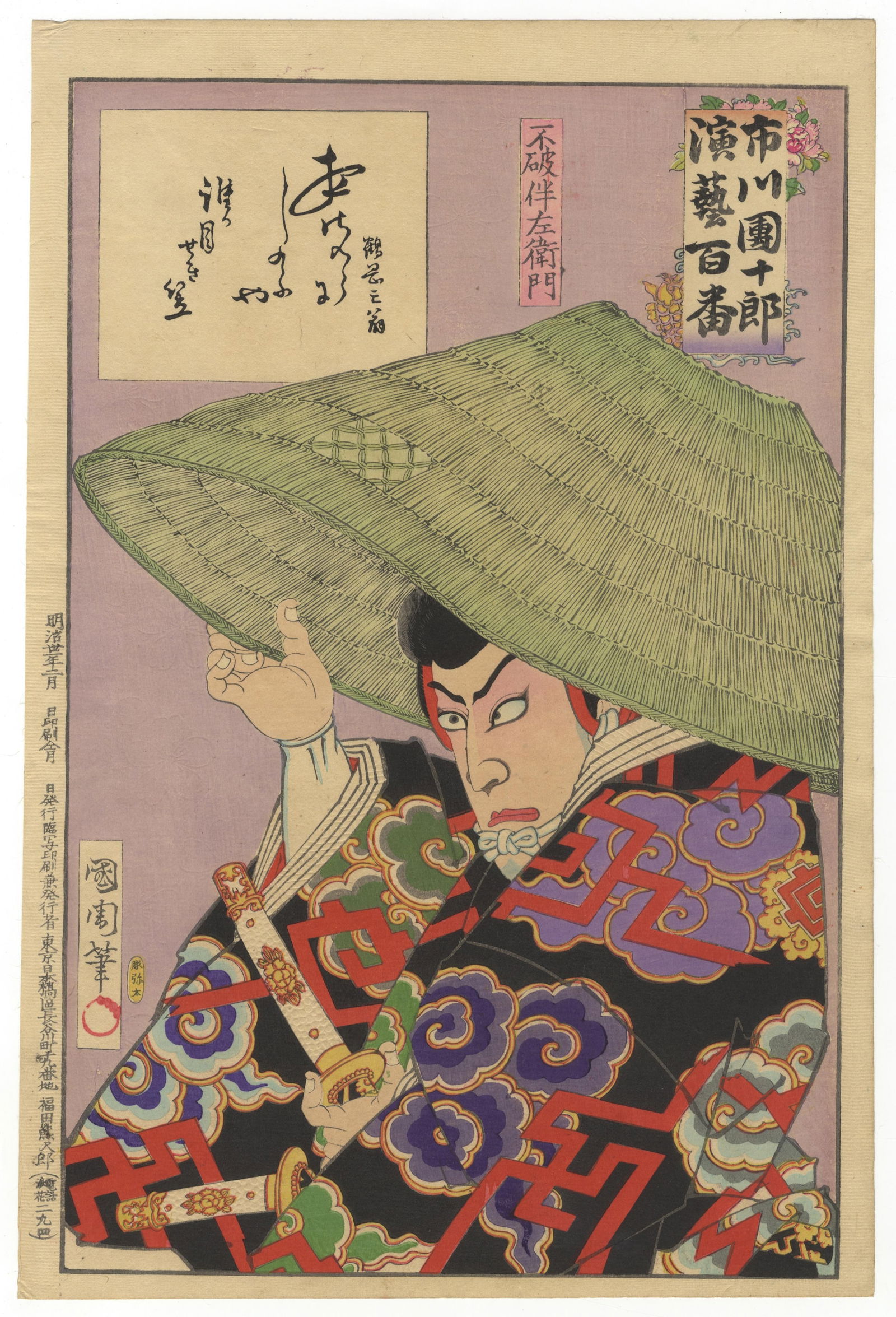 Kunichika, Fuwa Banzaemon, Ichikawa Danjuro, Yakusha-e (1 of 2)