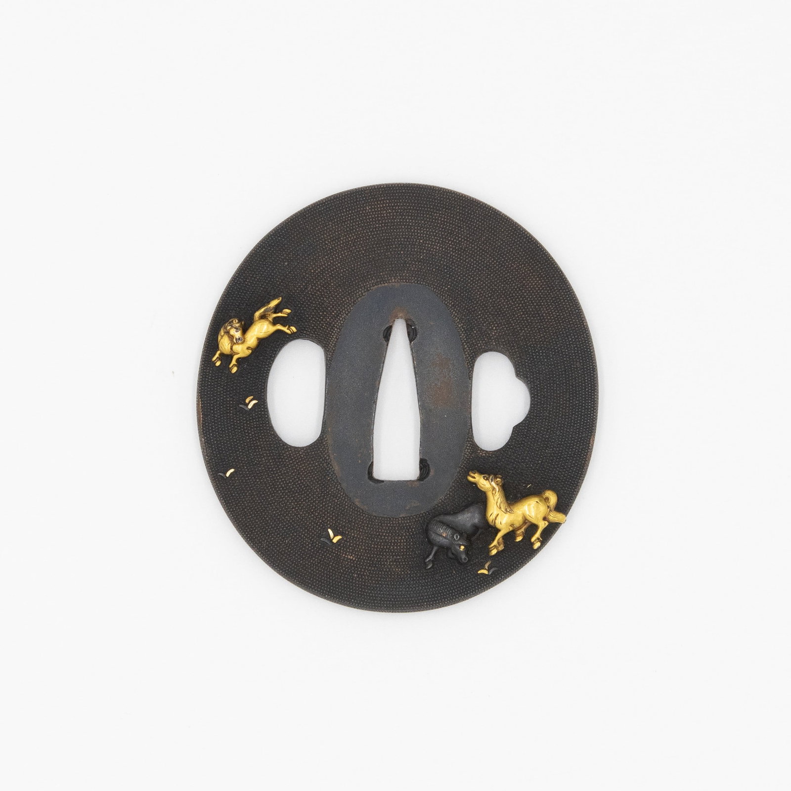 19th Century Iron Tsuba, Wild Horses and Grass Design (1 of 2)