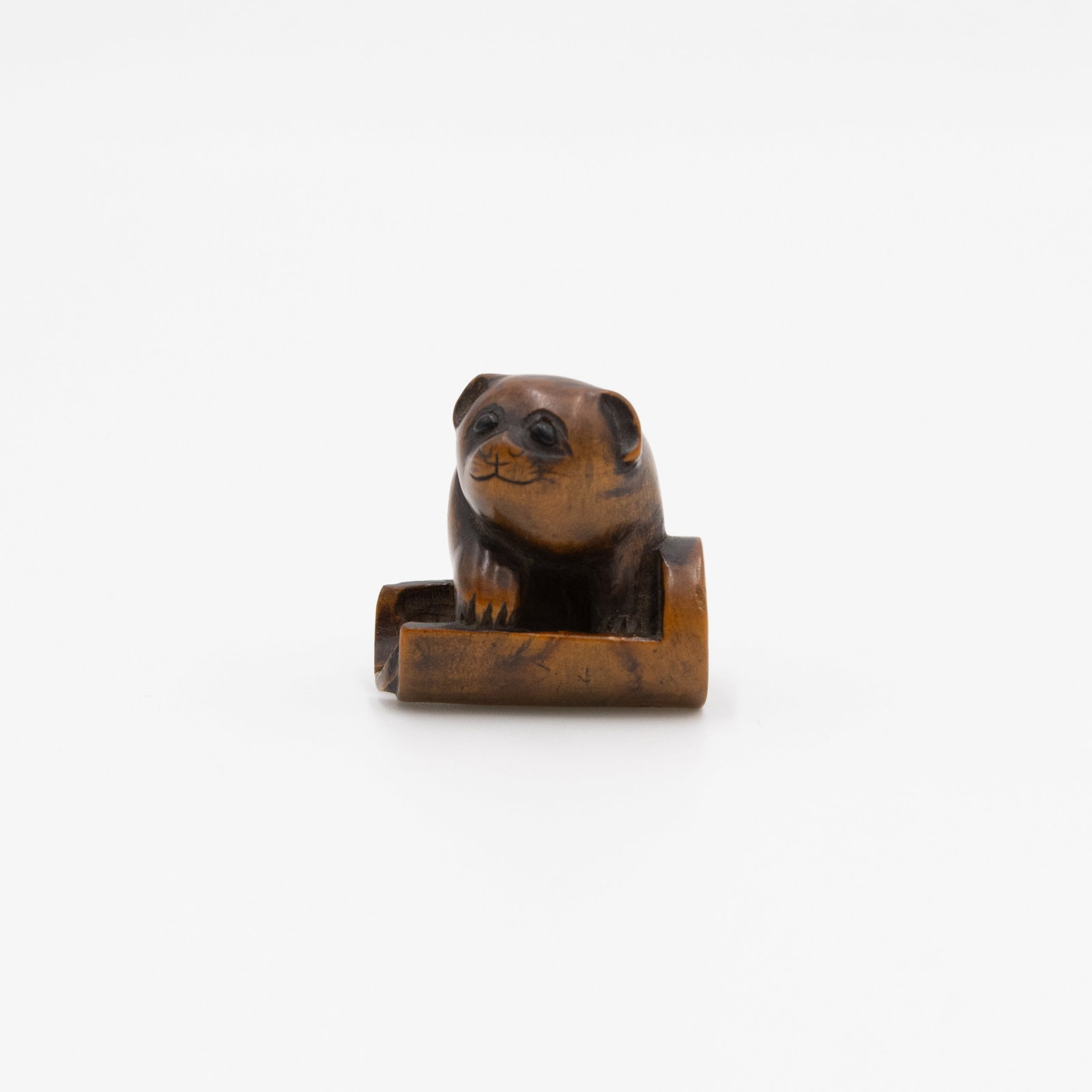 Wooden Netsuke Signed Tomokazu, Dog Design, Japanese Art (1 of 20)
