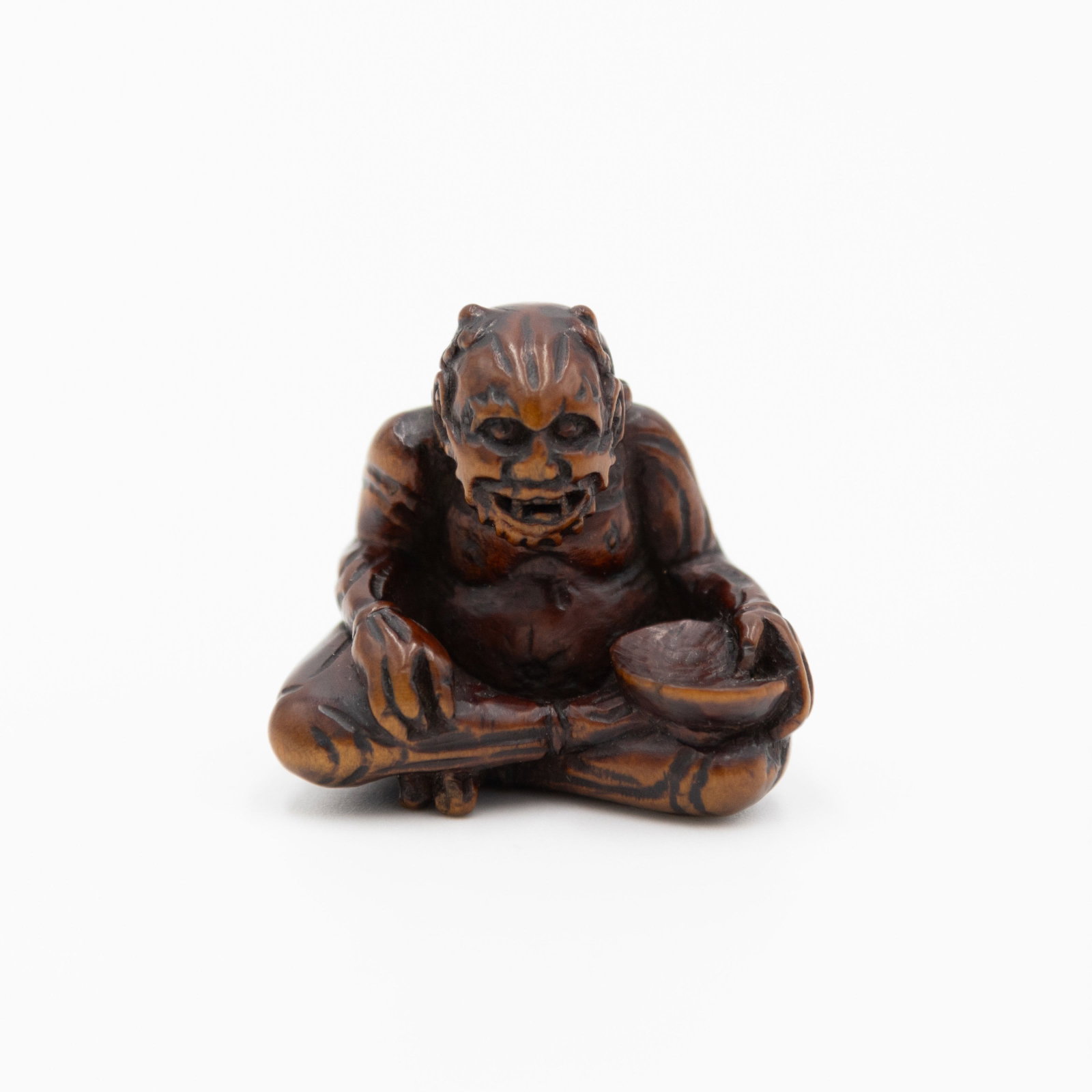 19th Century Wooden Netsuke of Oni, Antique Woodwork (1 of 6)