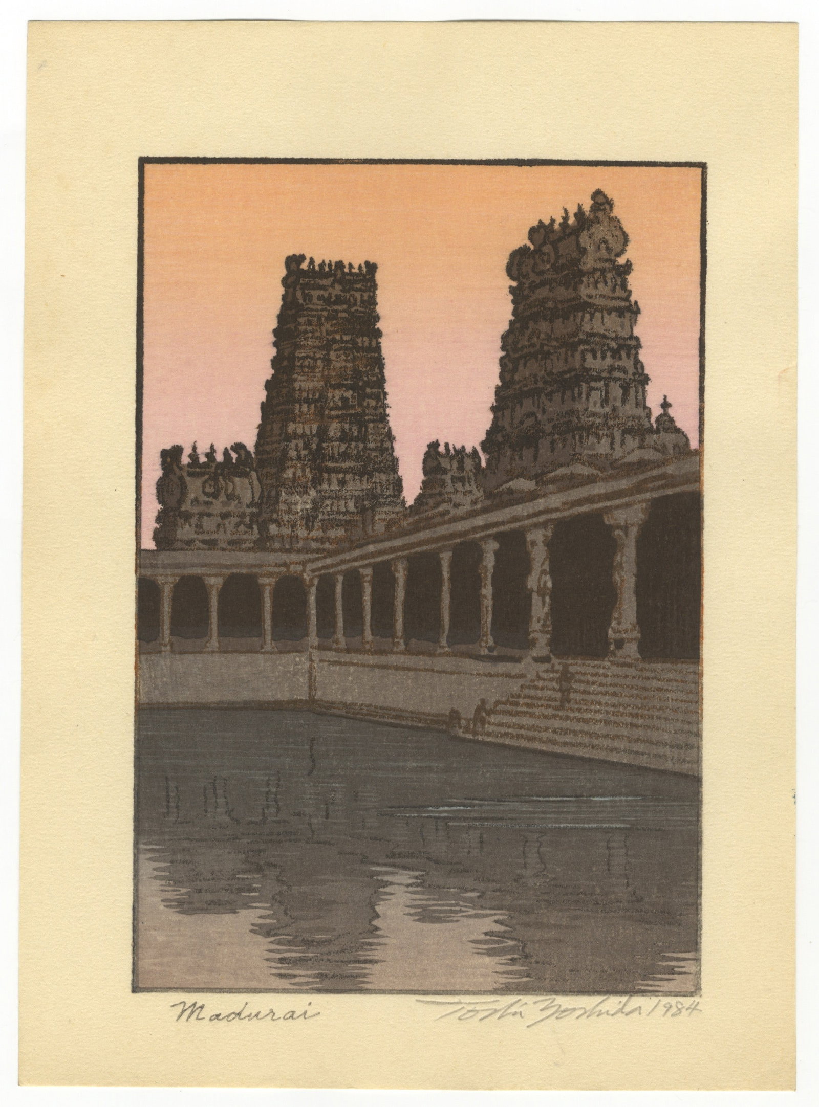 Toshi Yoshida, Madurai, Pencil Signature (1 of 2)