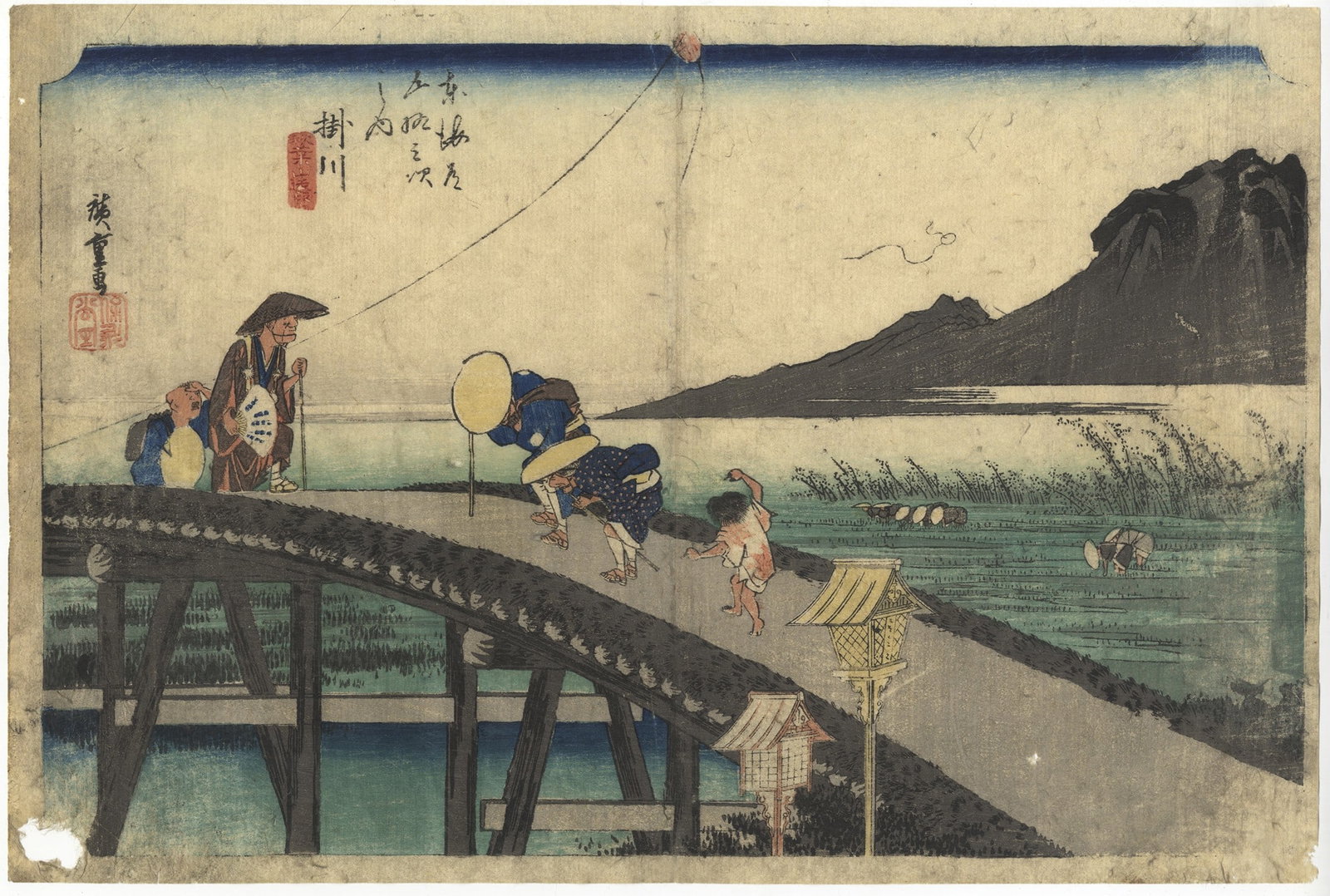 Hiroshige Ando, Kakegawa, Stations of Tokaido, Ukiyo-e (1 of 2)