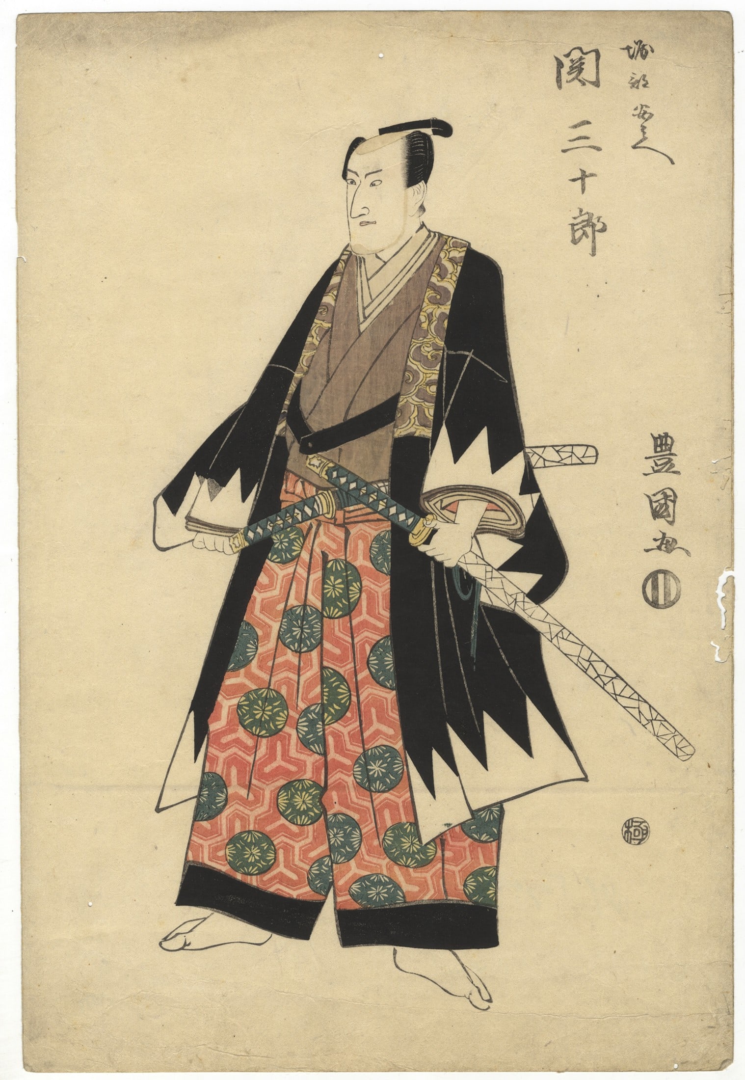 Toyokuni I, Kabuki Actor Seki Sanjuro, Edo Period Print (1 of 2)