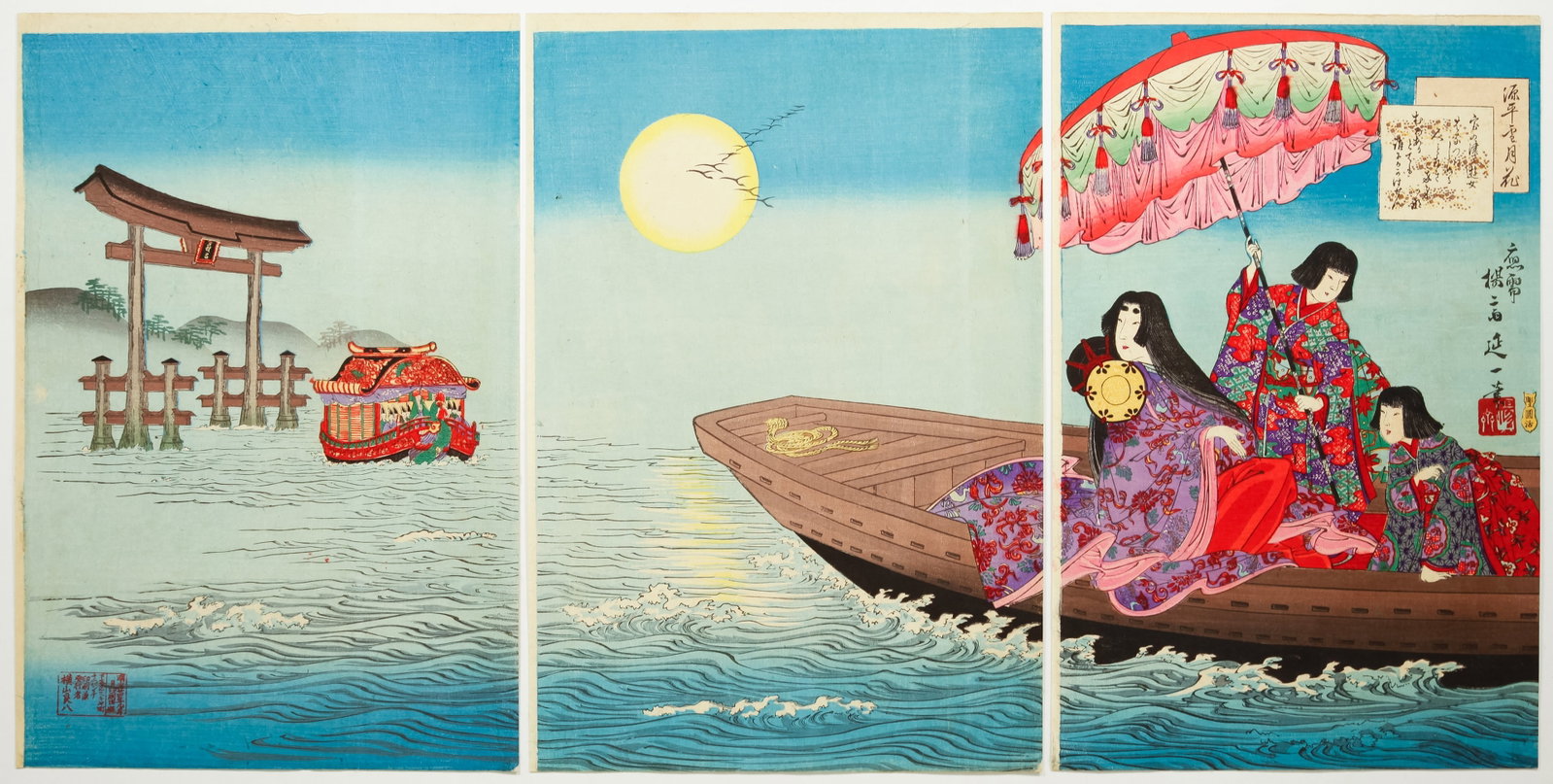 Nobukazu, Snow, Moon, and Flowers of Genpei, Ukiyo-e (1 of 2)
