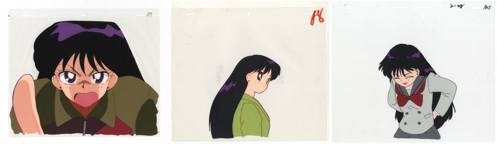 Set of 3 Sailor Moon Anime Production Cels, Rei Hino (1 of 10)
