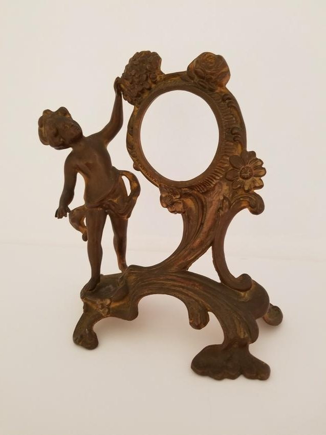 Antique bronze photo frame, French, original patina (1 of 6)