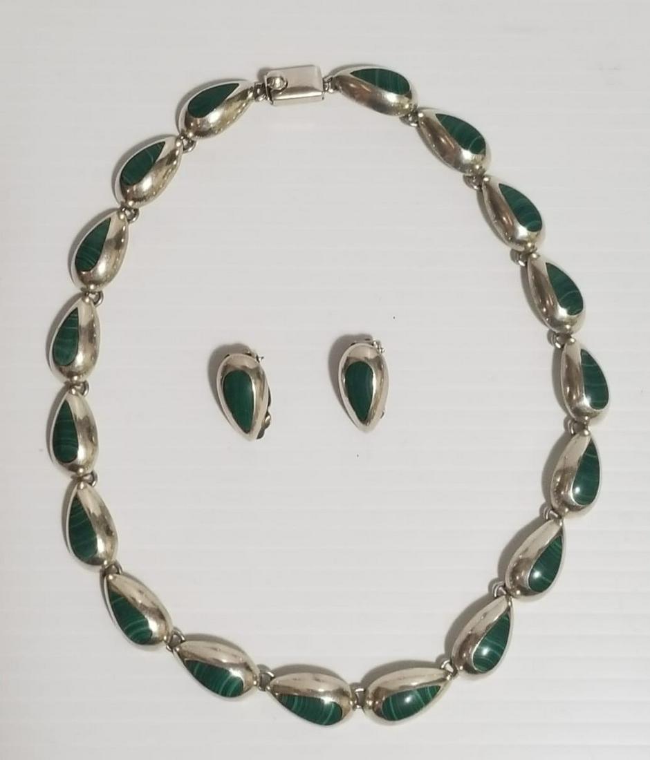 Amazing Heavy Tuquoise Mexico Earrings and Necklace Set (1 of 5)