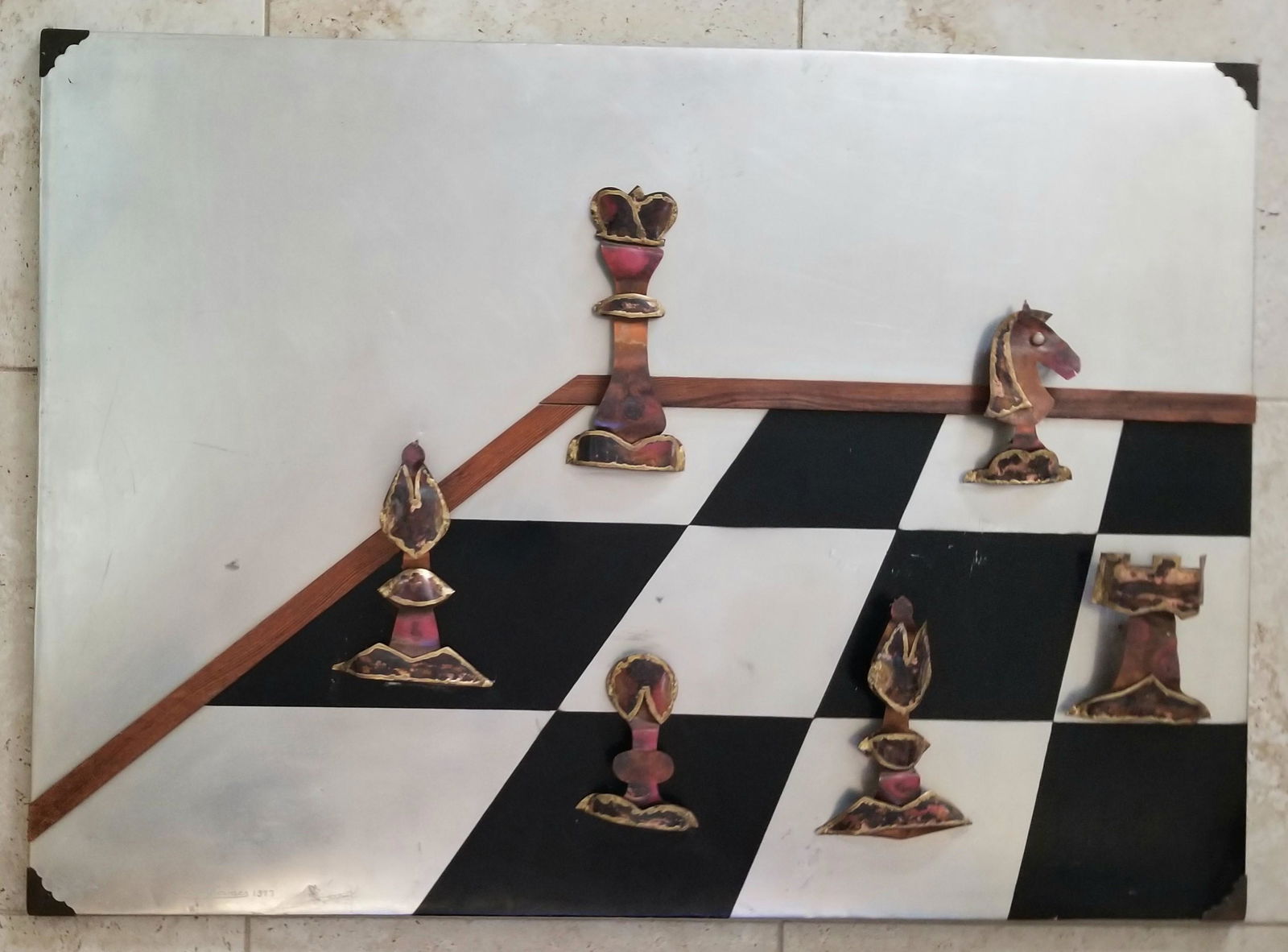 Alex Kovacs 1977 Metal Wall Art: Attributed to Alex Kovacs, it does not have a COA. Metal wall art steel and copper, nice for decoration. 45 x 32 in.