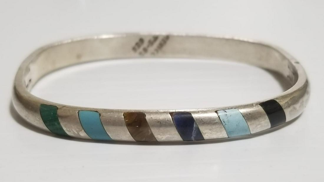 Taxco 925 Sterling Silver Multicolor Stones Bracelet (1 of 4)