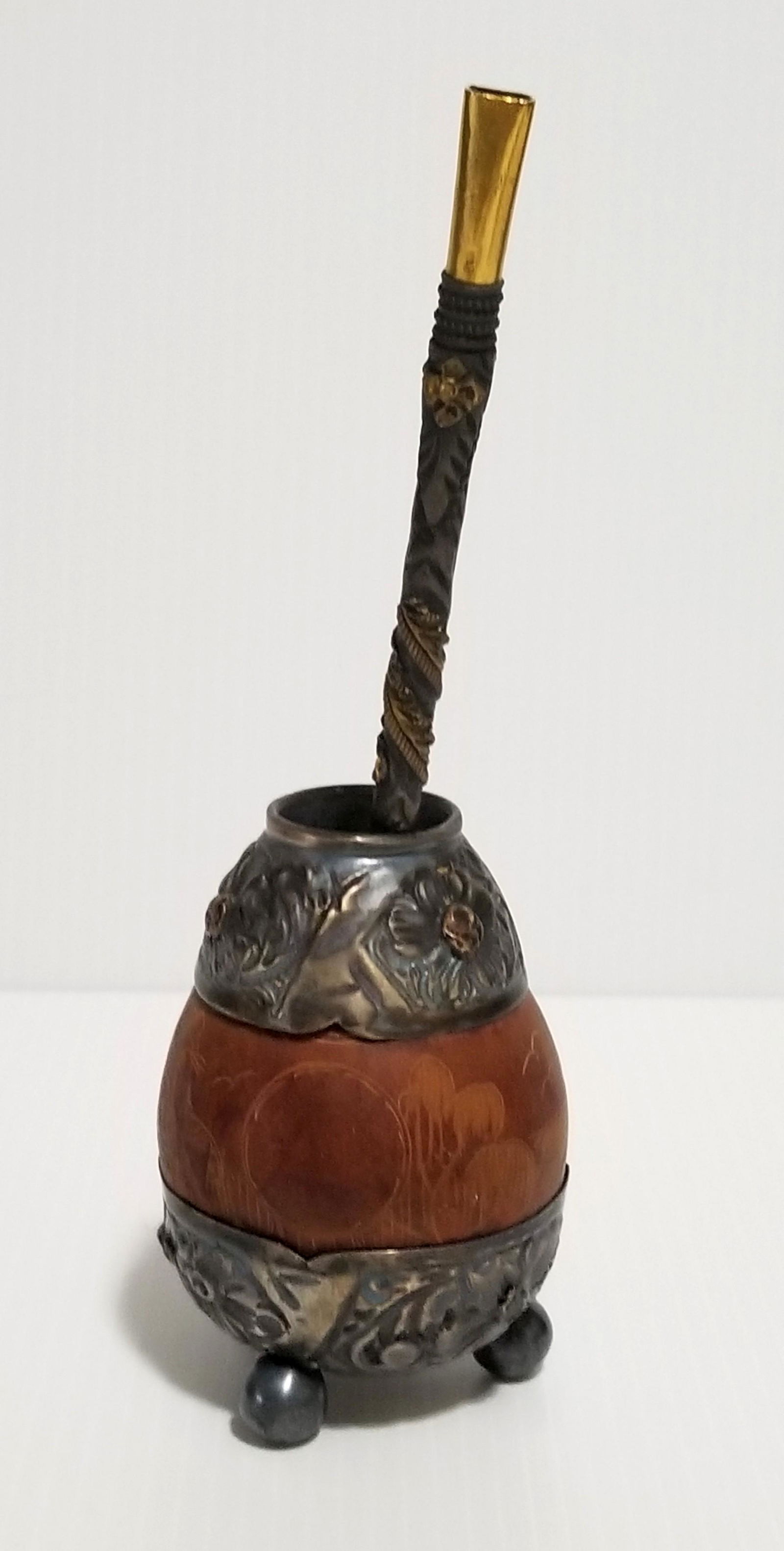 Vintage Mate 925 18KT Ornate Floral Yerba Set (1 of 7)