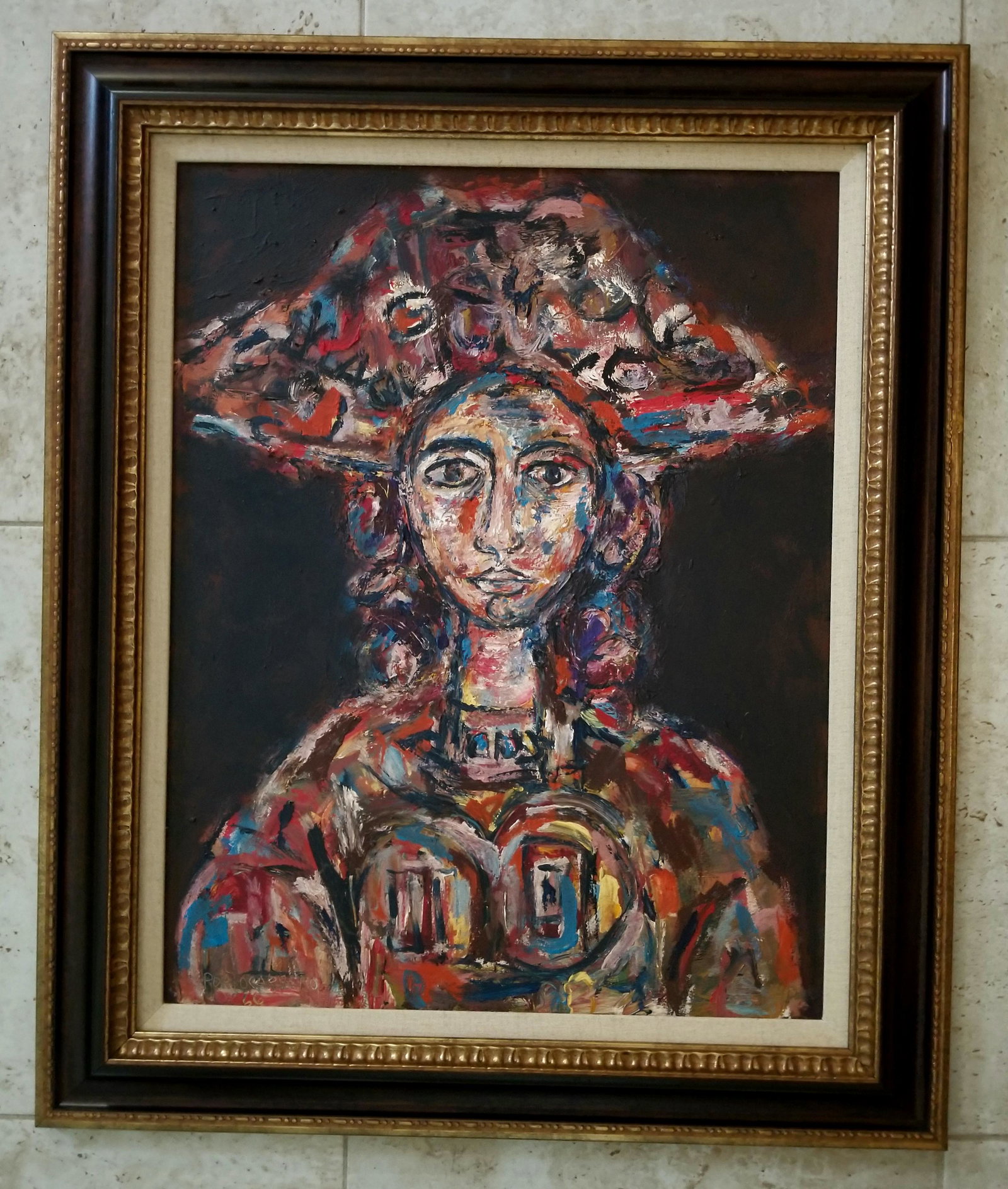 Rene Portocarrero Oil Board: Attributed to Rene Portocarrero, it does not have a COA. Medium: oil board. Size: 35.5 x 29.5 inches. Provenance: private owner. Biography: Rene Portocarrero was a Cuban artist born in the neighborhoo