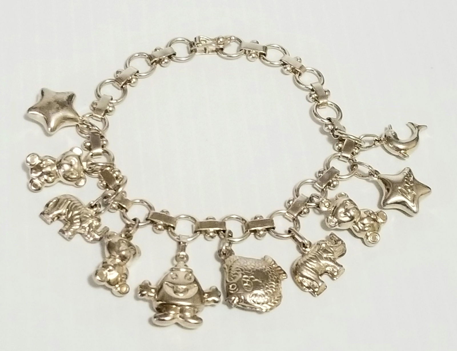 Nice 925 Silver 10 Pendants Bracelet (1 of 5)