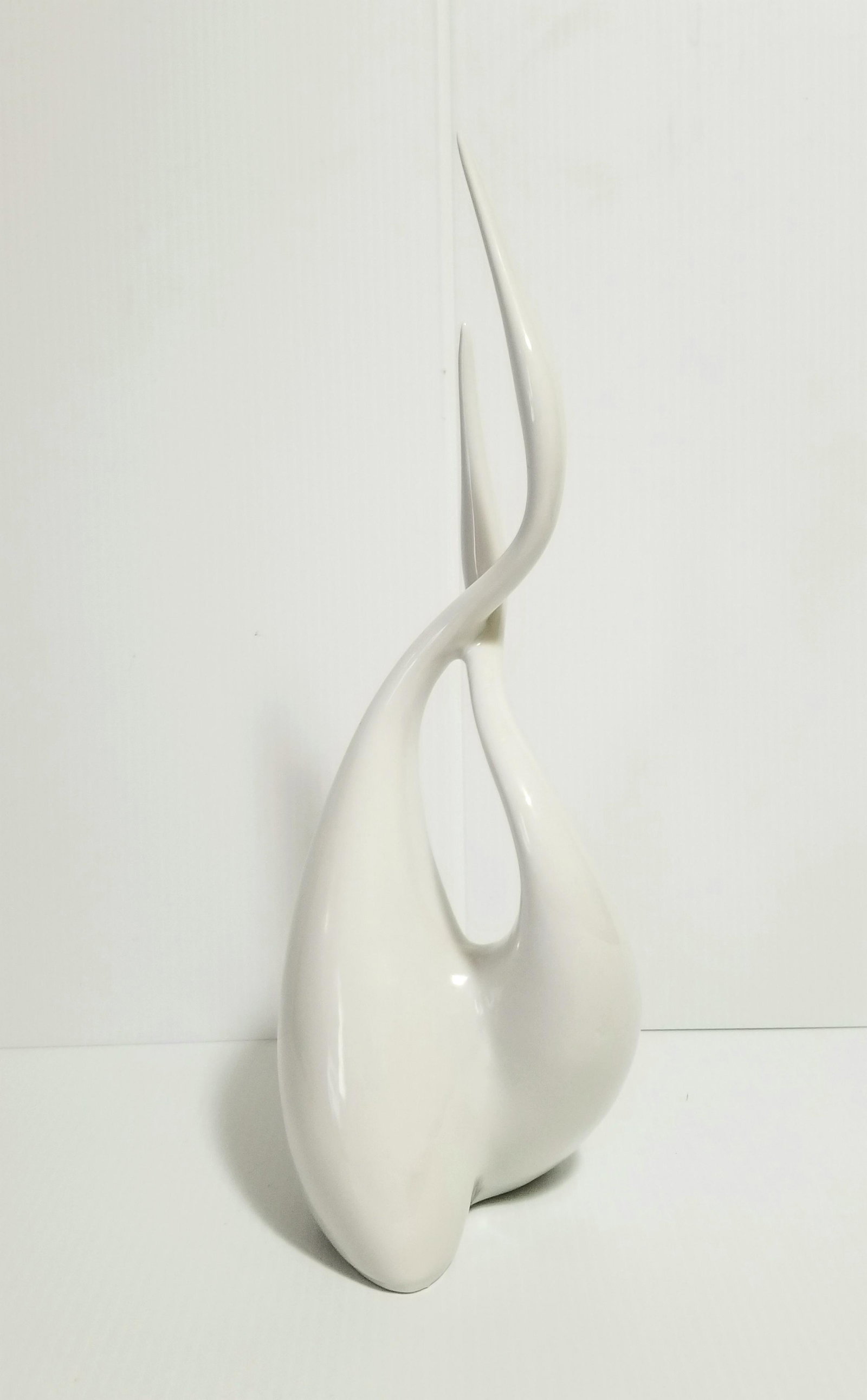 Mid Century Porcelain Crane Royal Dux Sculpture: White porcelain crane by Jaroslav Jezek for royal dux 1950's, stamped and numbered, abstract, bohemian, made in Czechoslovakia. Value: $450