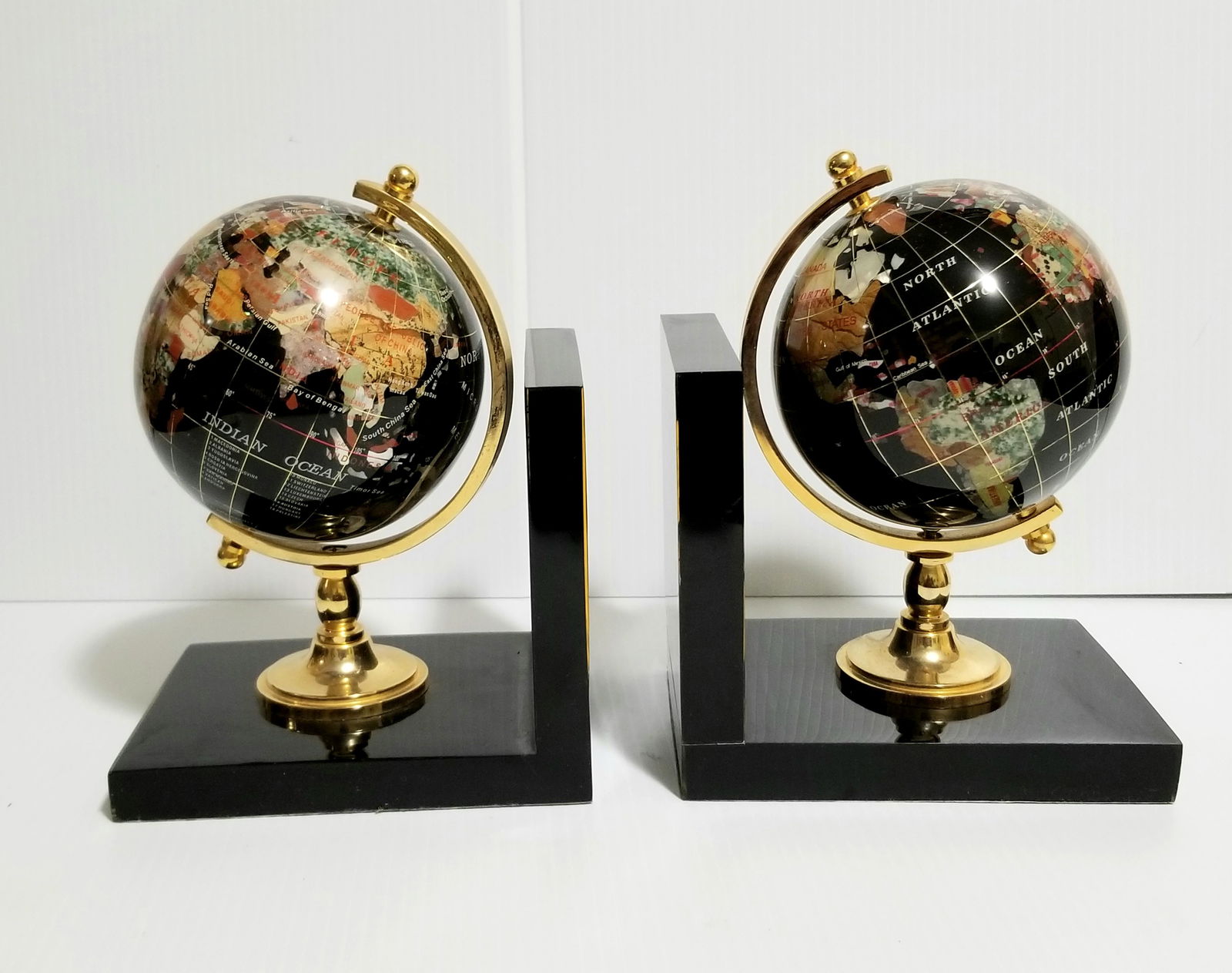 Art Jewel Gemstone World Globes Bookends Pair (1 of 4)