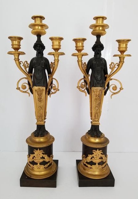 Empire Bronze Candelabra Sculpture Pair (1 of 15)
