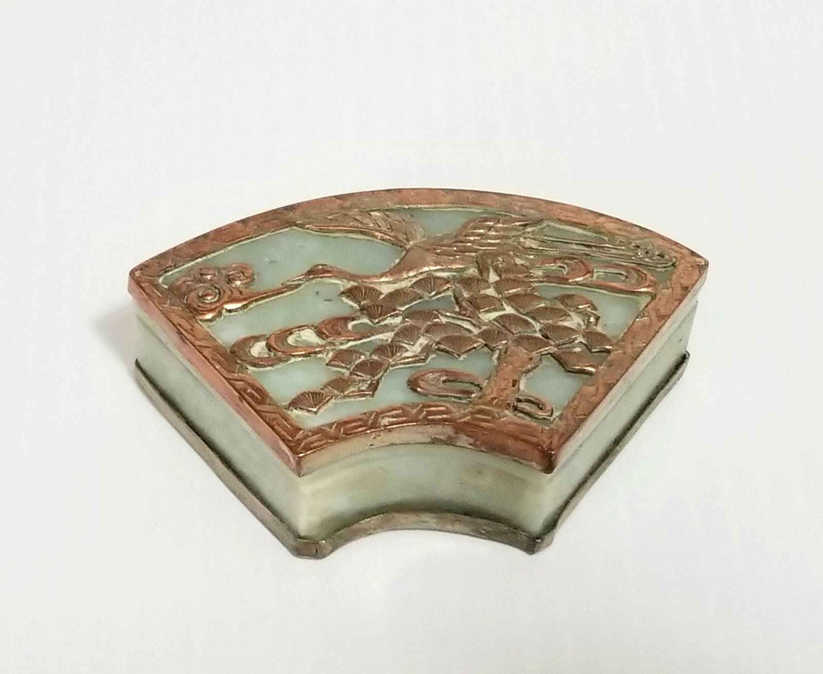 Antique Chinese Metal Stone Jewelry Box (1 of 5)