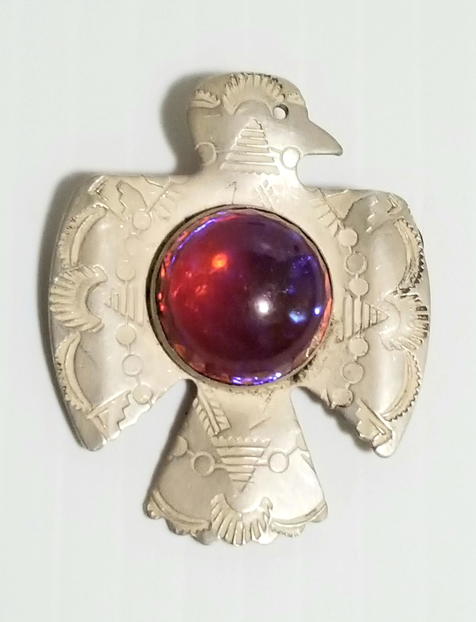 Beautiful Bird Red Stone Sterling Pin Brooch (1 of 5)