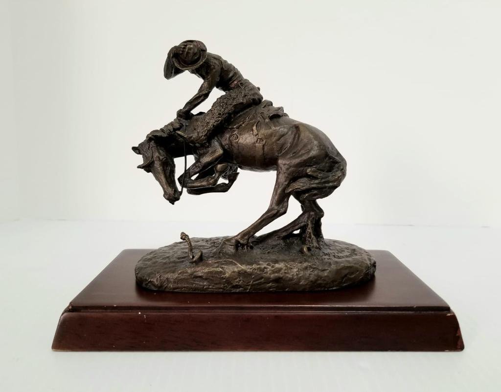 Frederic Remington The Rattlesnake Bronze Sculpture: Frederic Remington, title: The Rattlesnake, bronze sculpture, nice details, signed, 7 1/4 x 6 1/2 x 4 inches