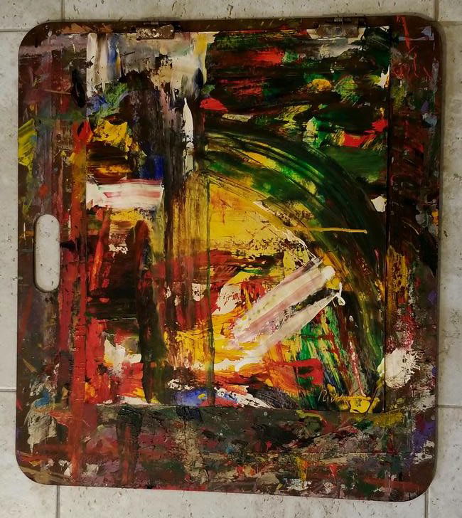Gerhard Richter Oil Board: Attributed to Gerhard Richter, it does not have a COA. Amazing unusual beautiful abstract. Medium; oil board, 25 x 22.5 inches. Provenance: private owner from Spain. Biography: Gerhard Richter was bor