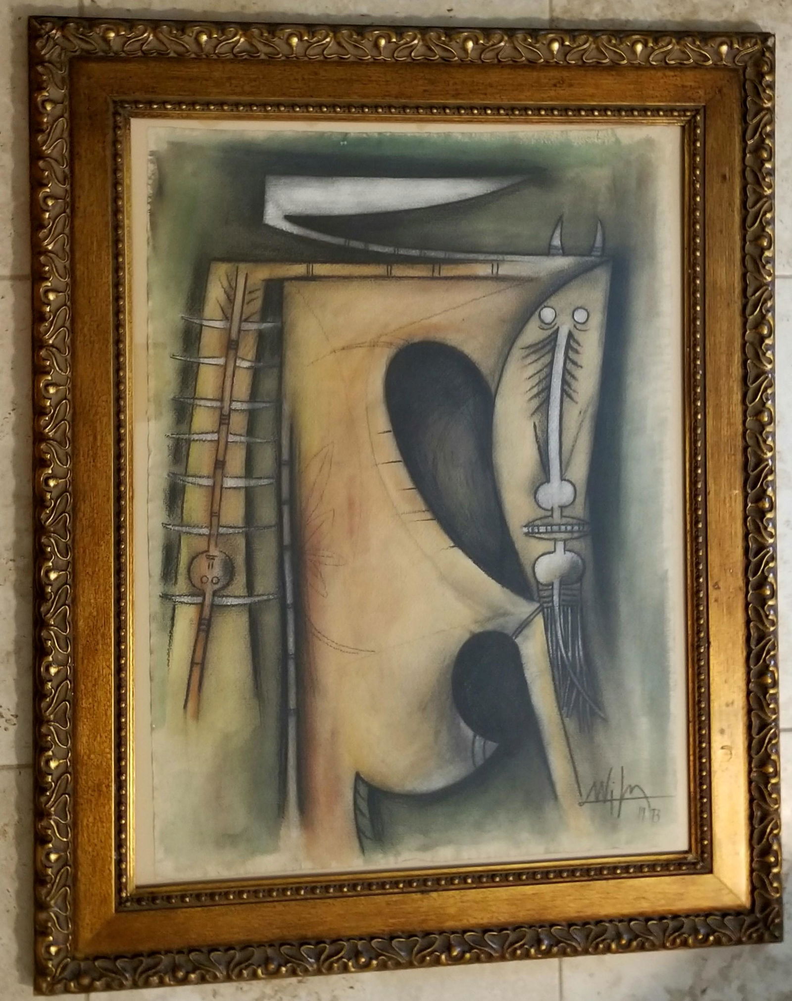 Wilfredo Lam Mixed Media, Patel, Charcoal, Paper (1 of 3)