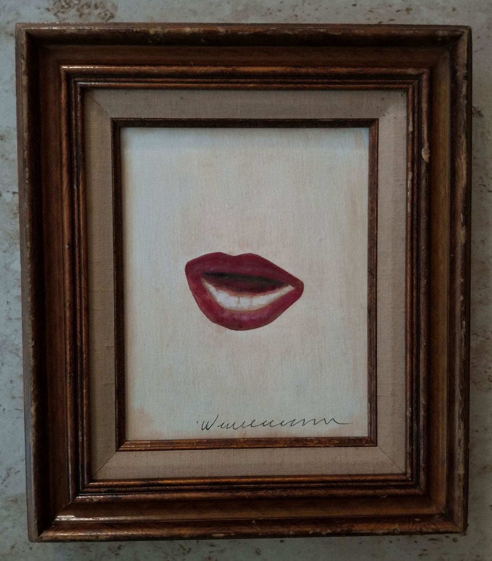 Tom Wesselmann Oil Canvas: Attributed to Tom Wesselmann, it does not have a COA. Medium: oil canvas. 15.5 x 13.5 inches. Provenance: private owner. Biography: Tom Wesselmann was born in Cincinnati, Ohio and studied initially ps