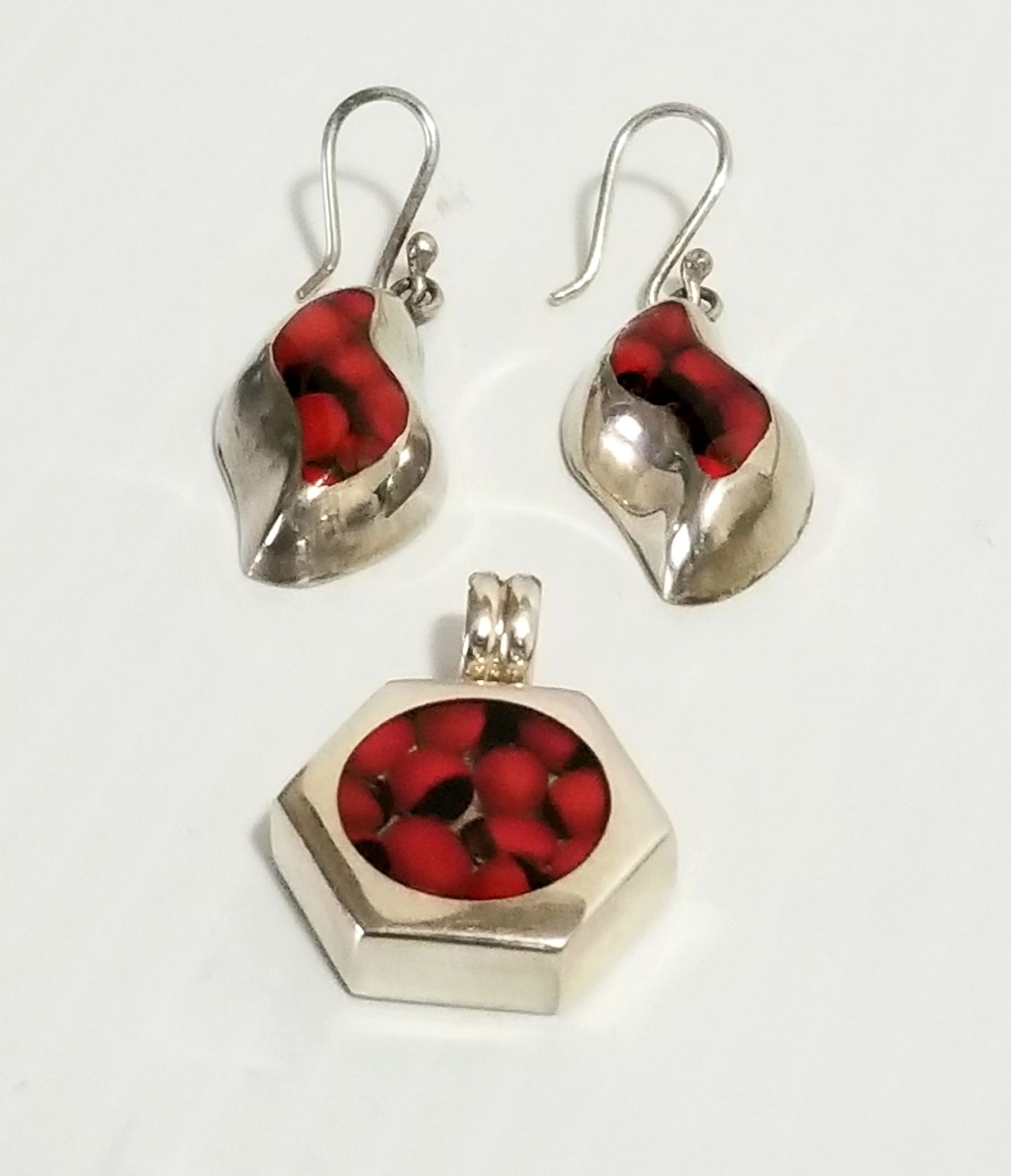 Peruvian 950 Sterling Seeds Pendant Earrings Set (1 of 5)
