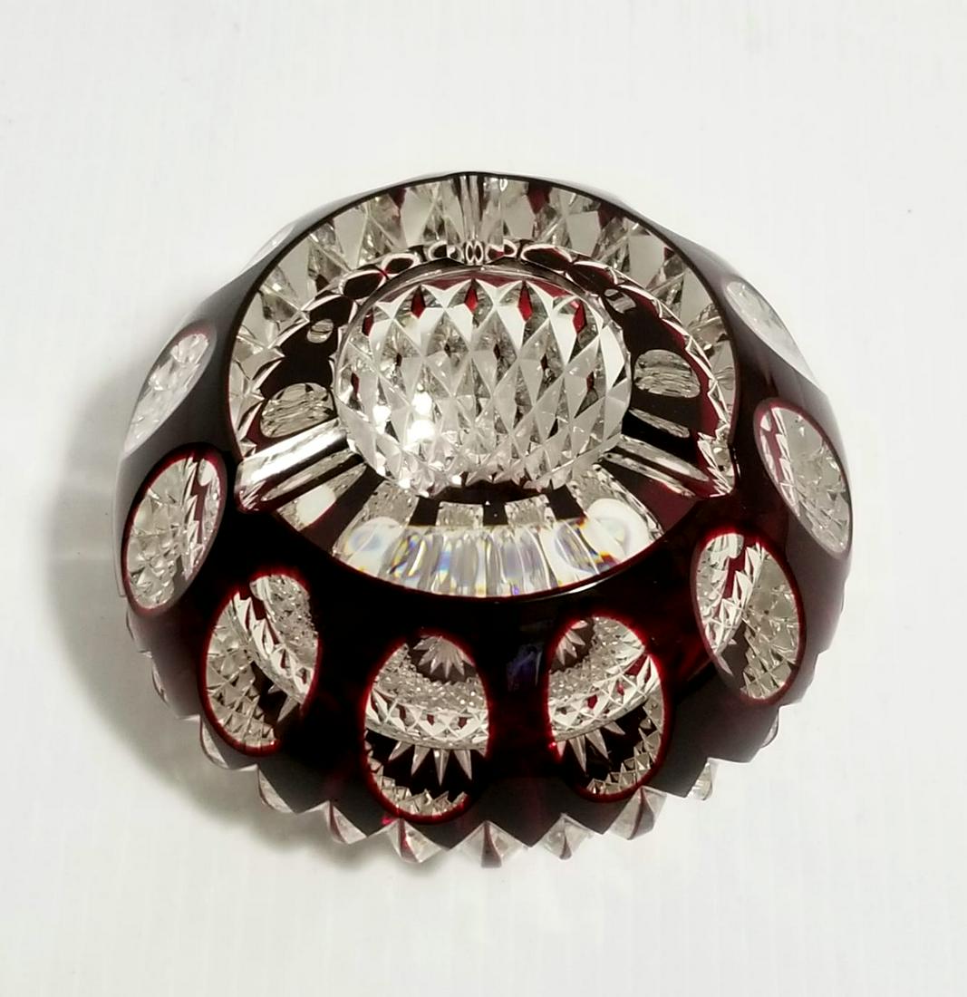 Bohemian Red Runy to Clear Lead Crystal Ashtray Dish (1 of 6)